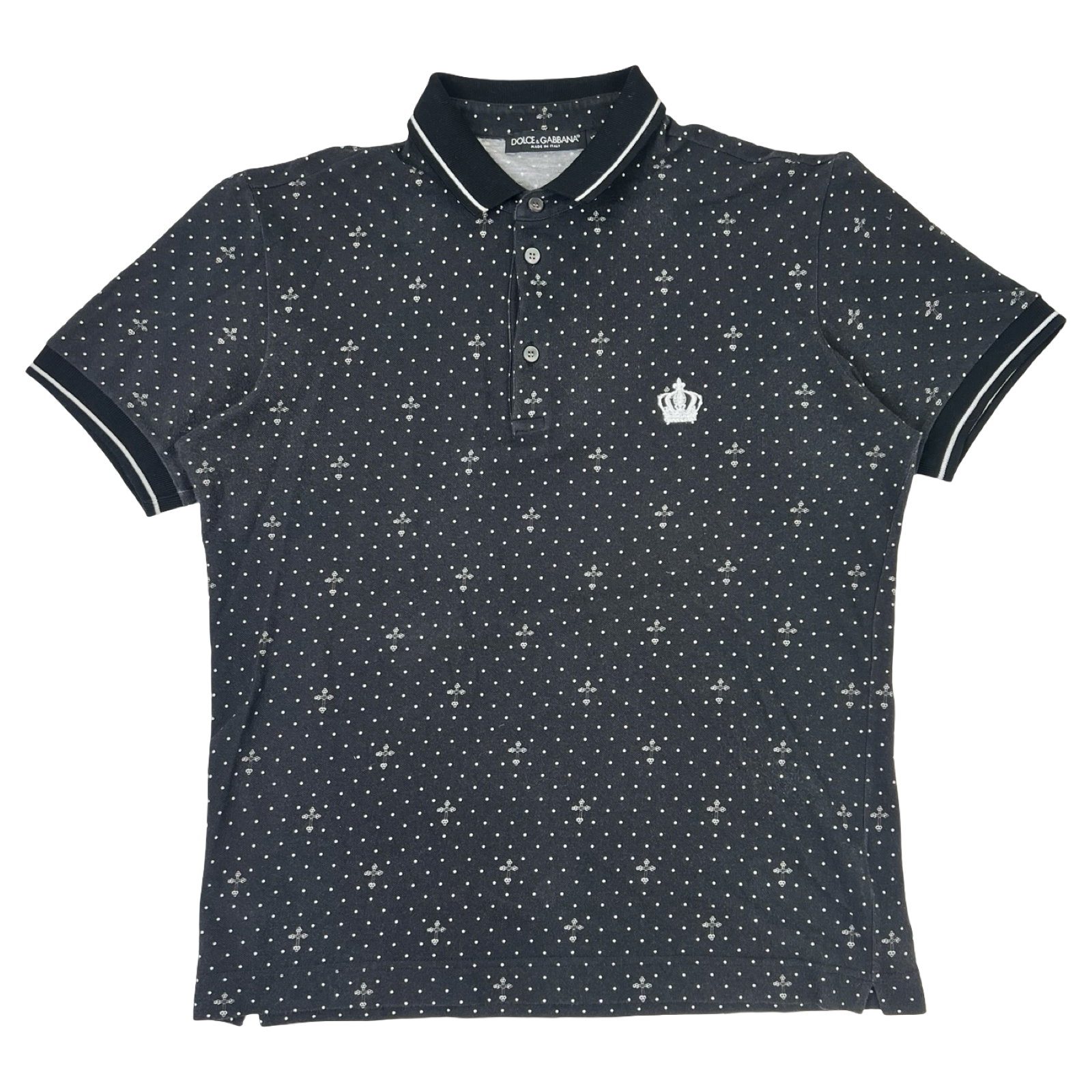Dolce & Gabbana Crown & Fleur-de-lis Micro-Print Polo Shirt