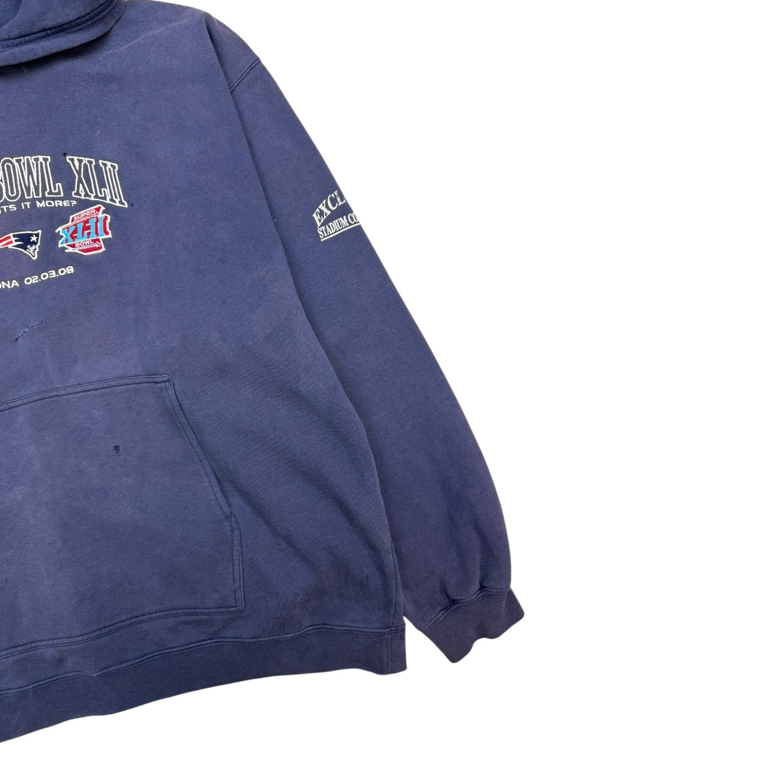 Vintage New England Patriots Super Bowl Hoodie Washed Navy