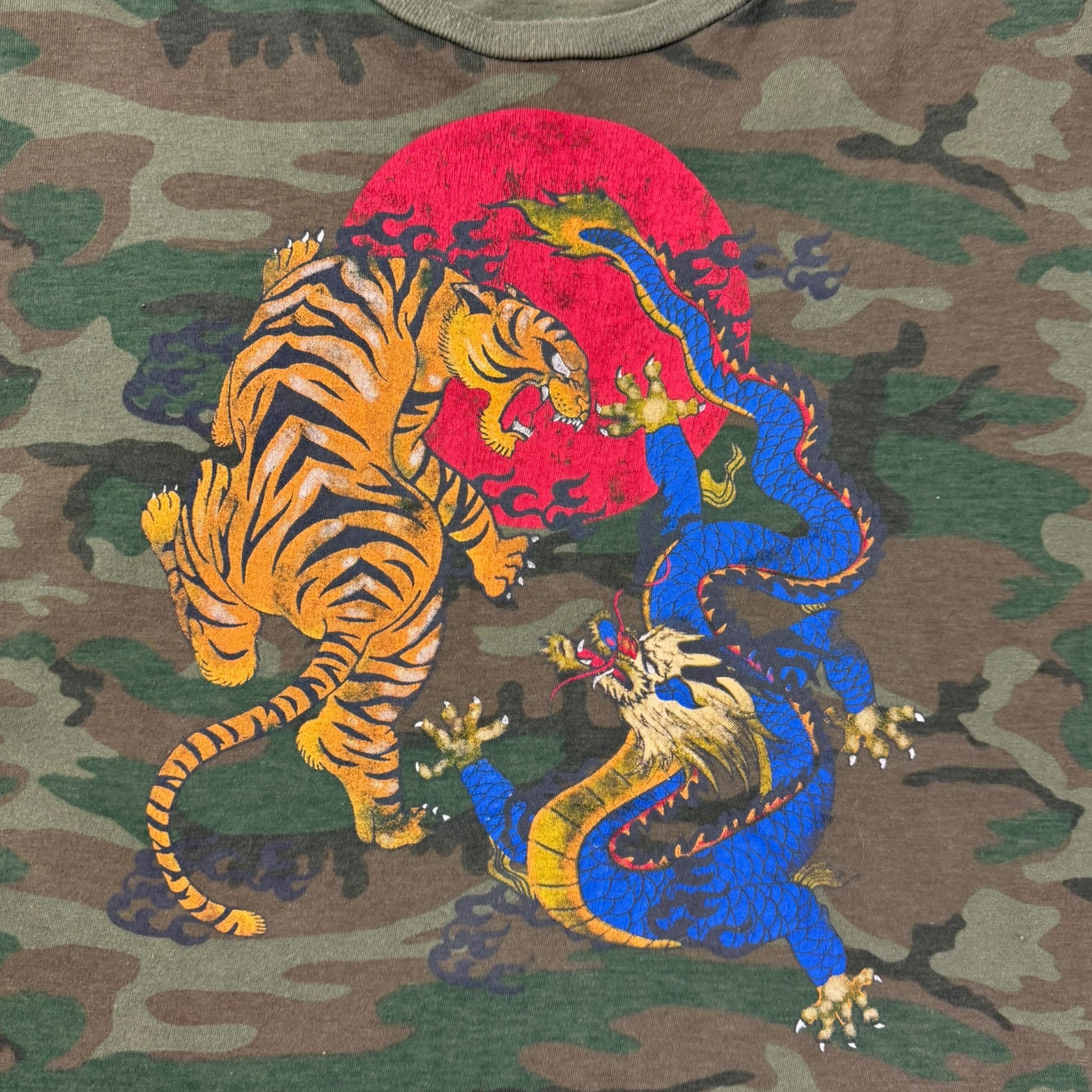 Y2K Polo Ralph Lauren Rising Sun Tiger Dragon Tee Camo