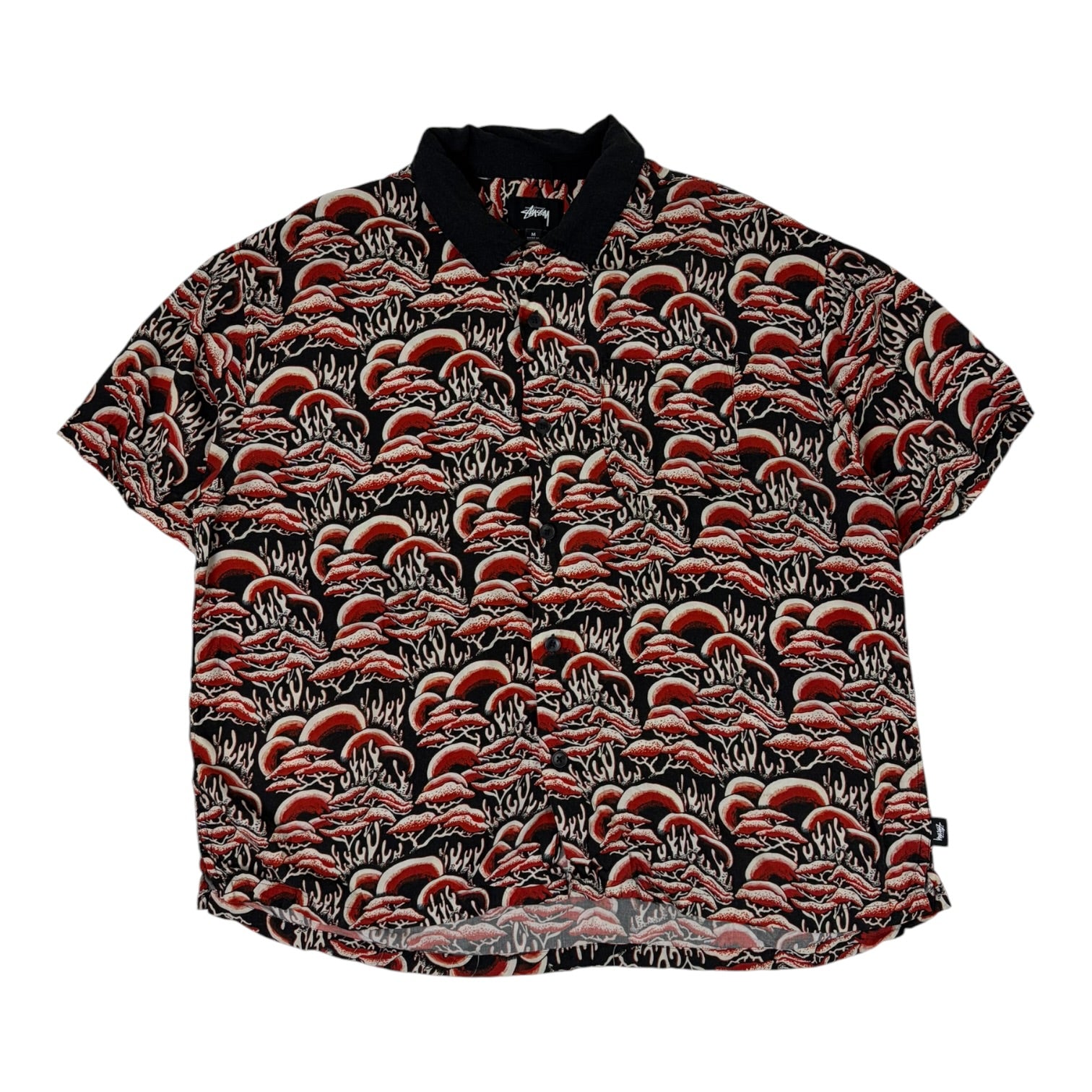 Stussy Short Sleeve Button Up Mushrooms T-Shirt