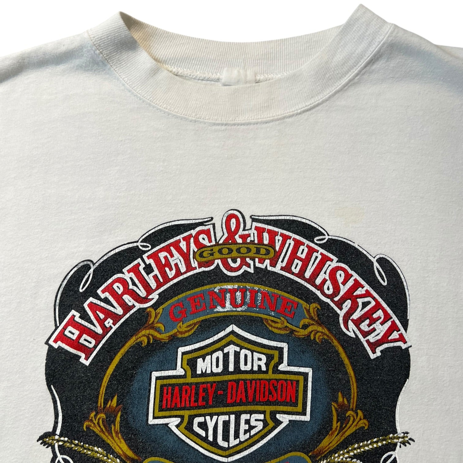 Vintage 1987 Harley Davidson 3D Emblem Singular Stitch T-Shirt White