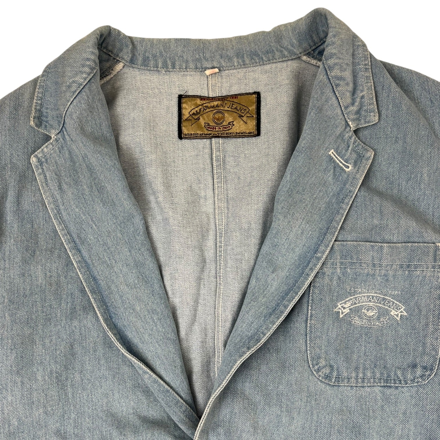 Vintage Armani Jeans Jacket Denim Light Wash