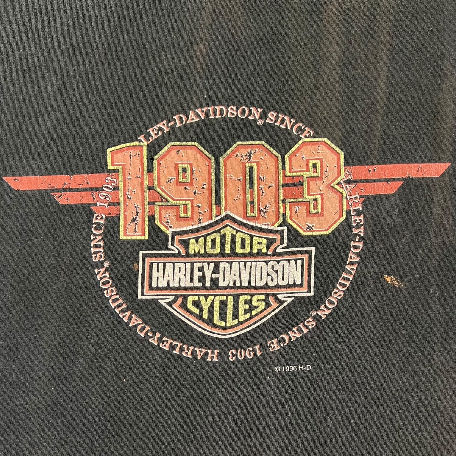 Vintage 1996 Harley Davidson Memorial T-Shirt Black