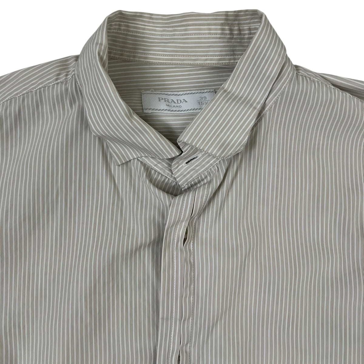 Prada Long Sleeve Striped Button Up Shirt White