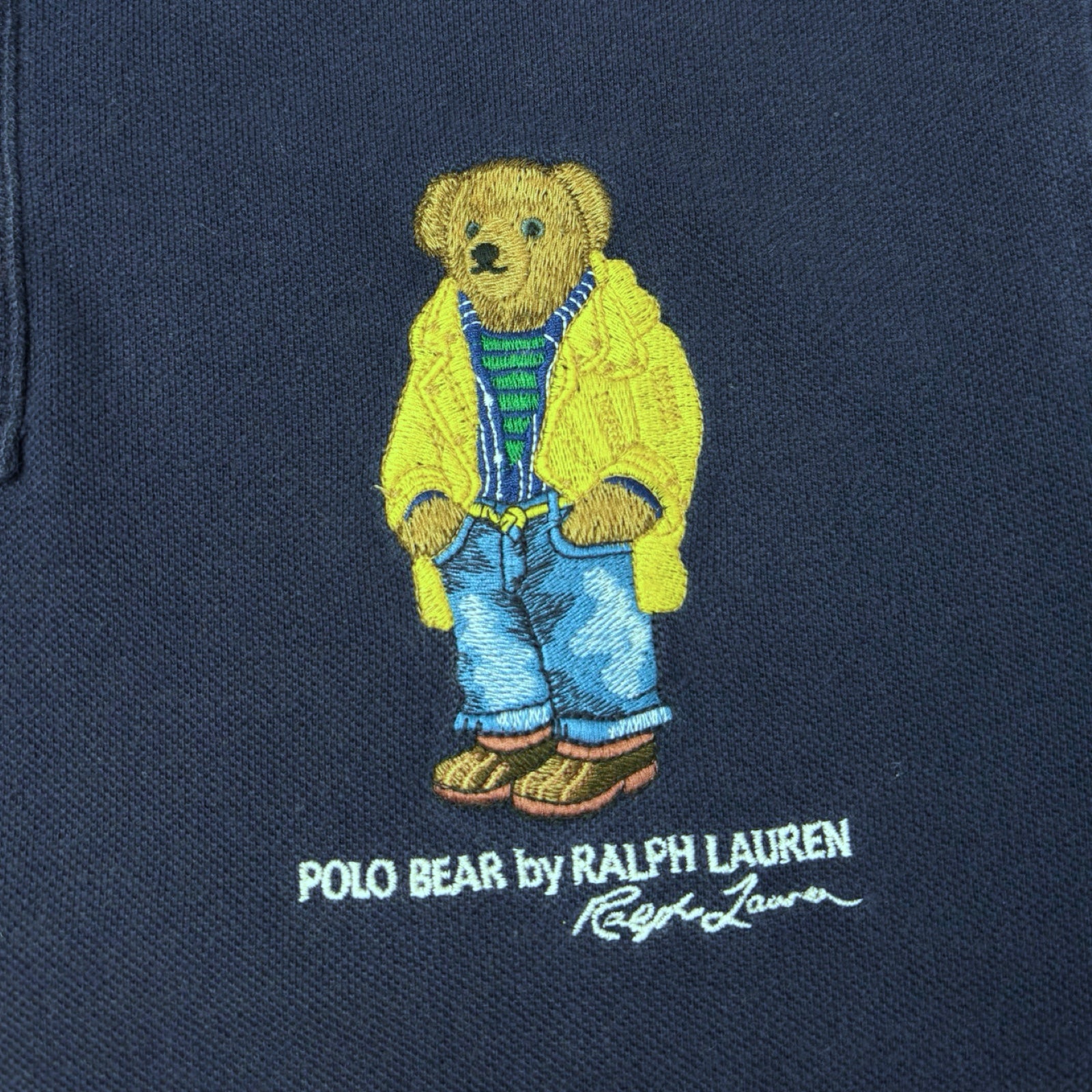 Vintage Polo Ralph Lauren Nonchalant Bear Polo Shirt Navy