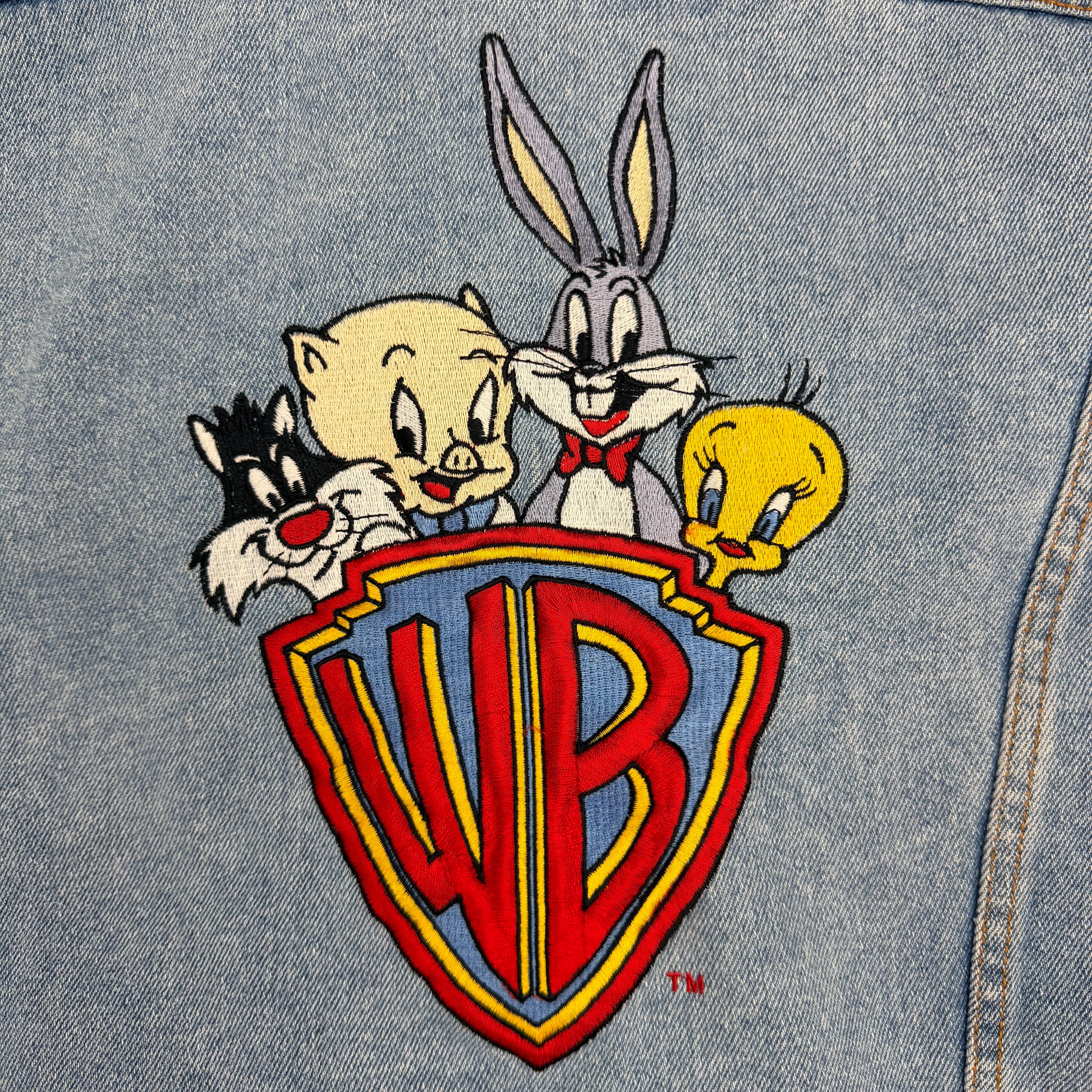 1991 Warner Bros Looney Tunes Light Wash Denim Jacket Blue