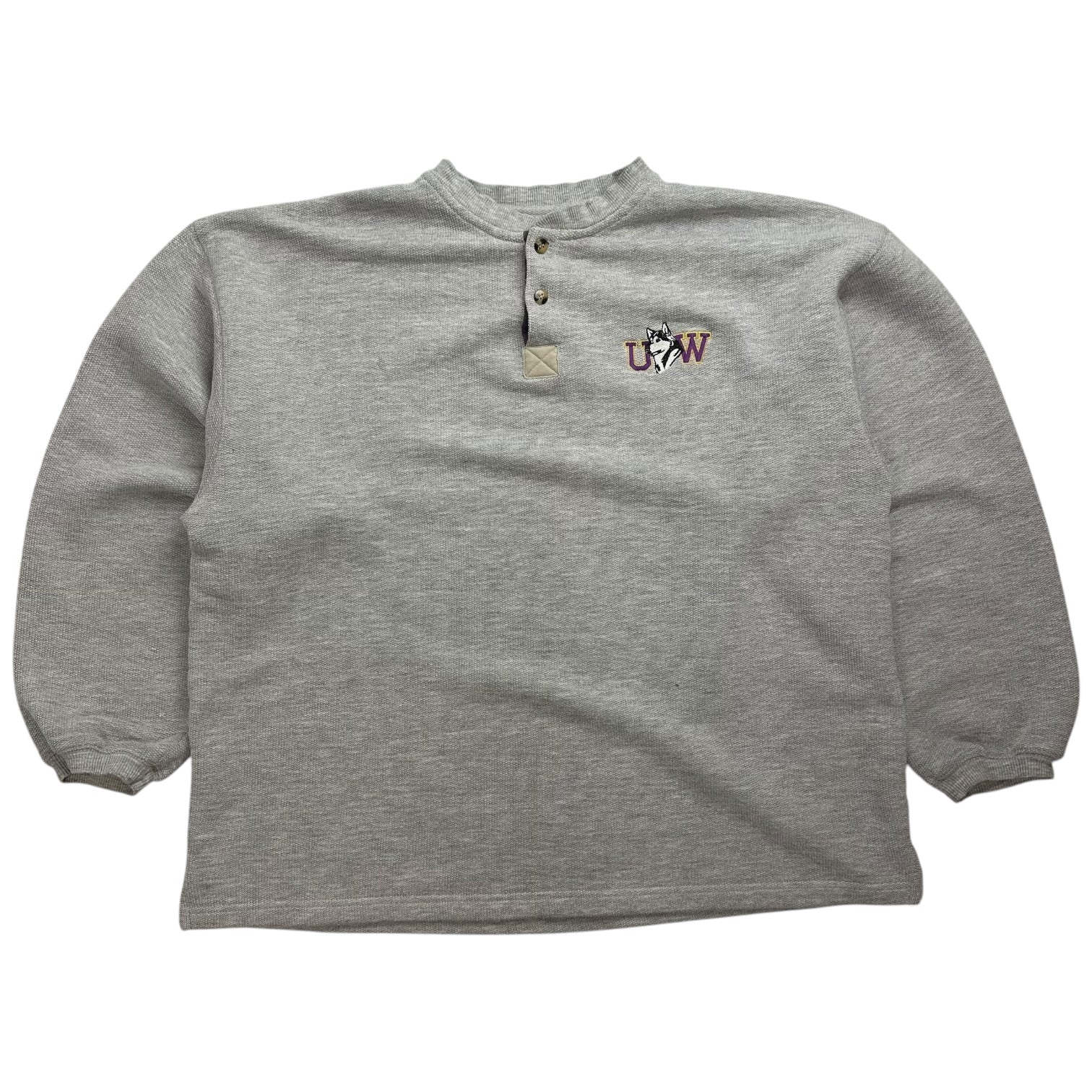 Vintage University Of Washington Huskies Button Up Sweater Grey