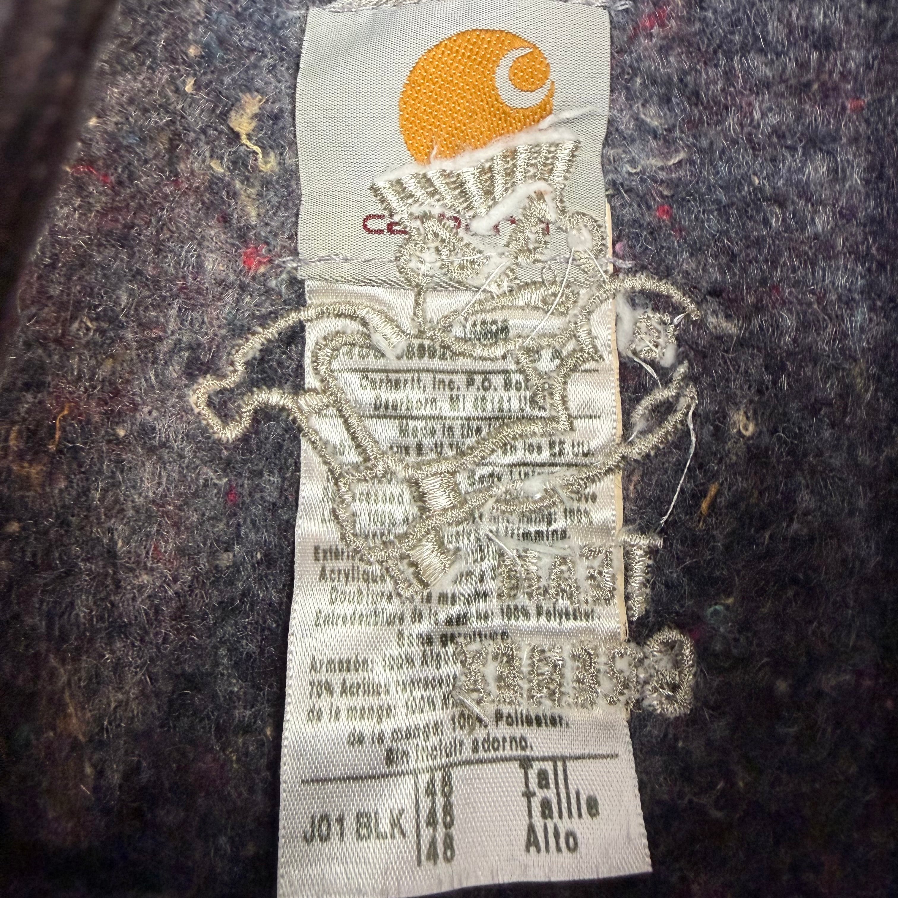 Vintage Carhartt Detroit Embroidered Blanket Lined Jacket Black