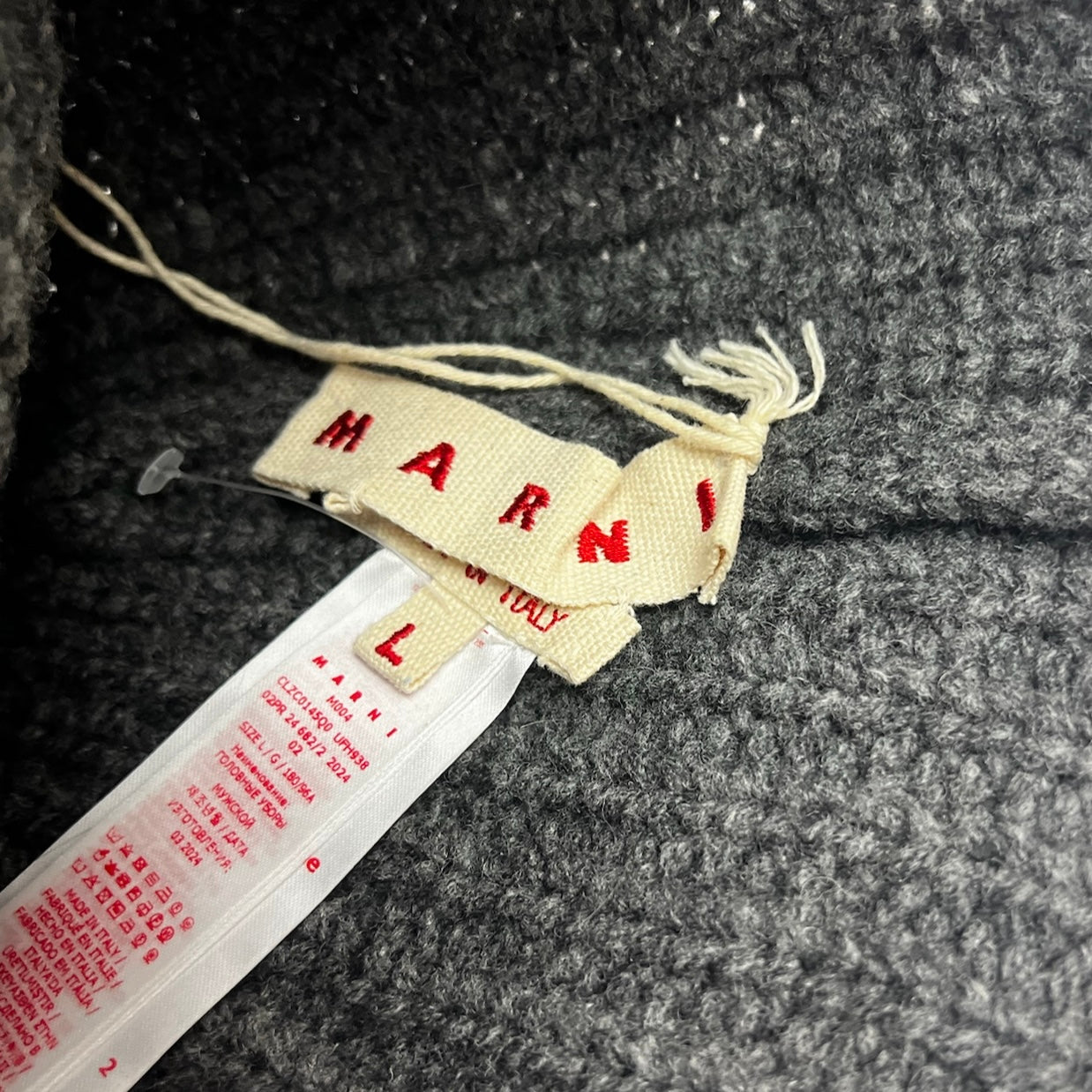 Marni Logo Embroidered Beanie Grey
