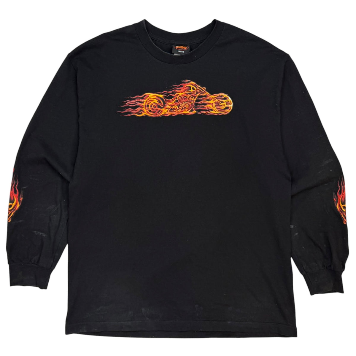 Vintage Tortilla Flat Flaming Bike Longsleeve Black