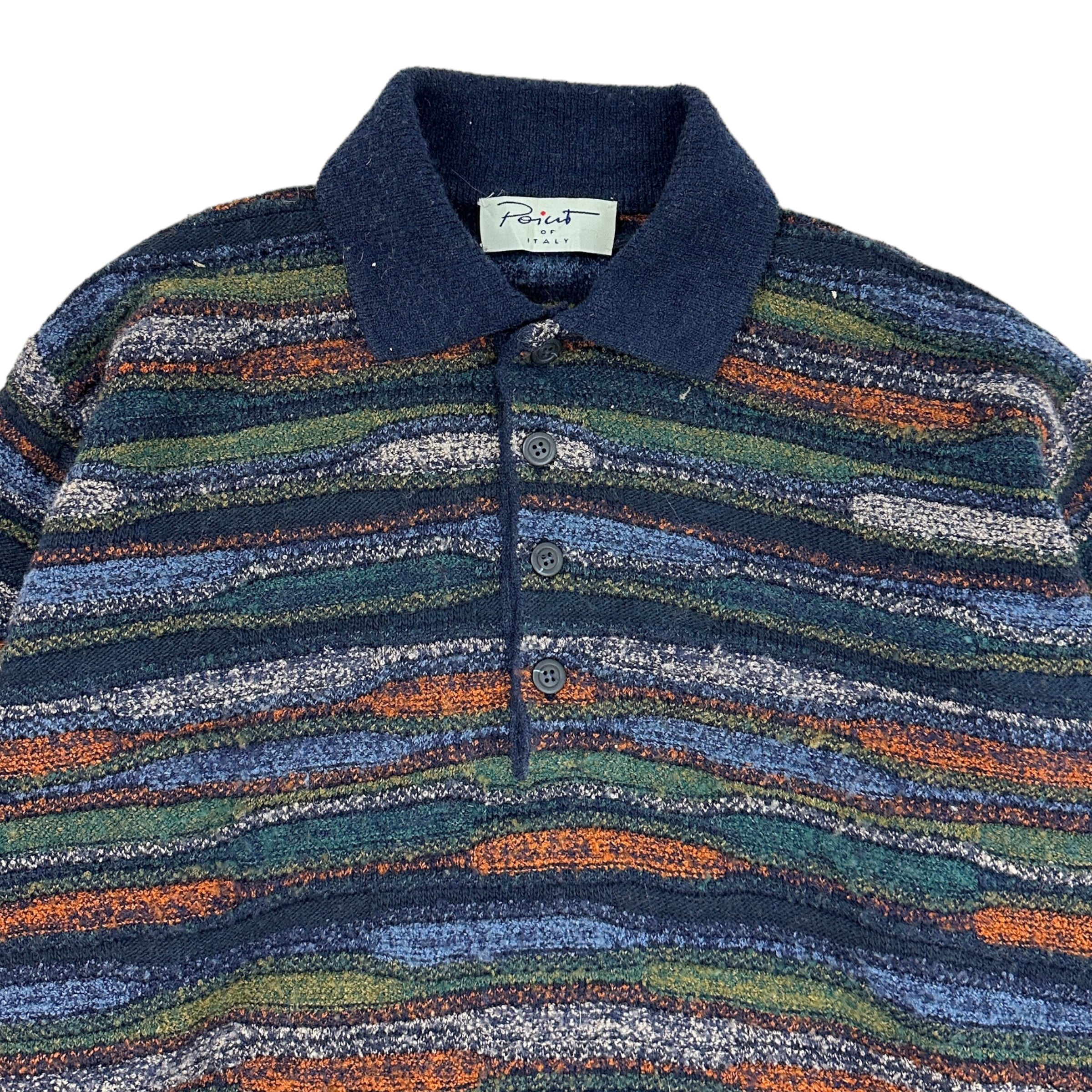 Vintage Point Of Italy Henley Collared Knit