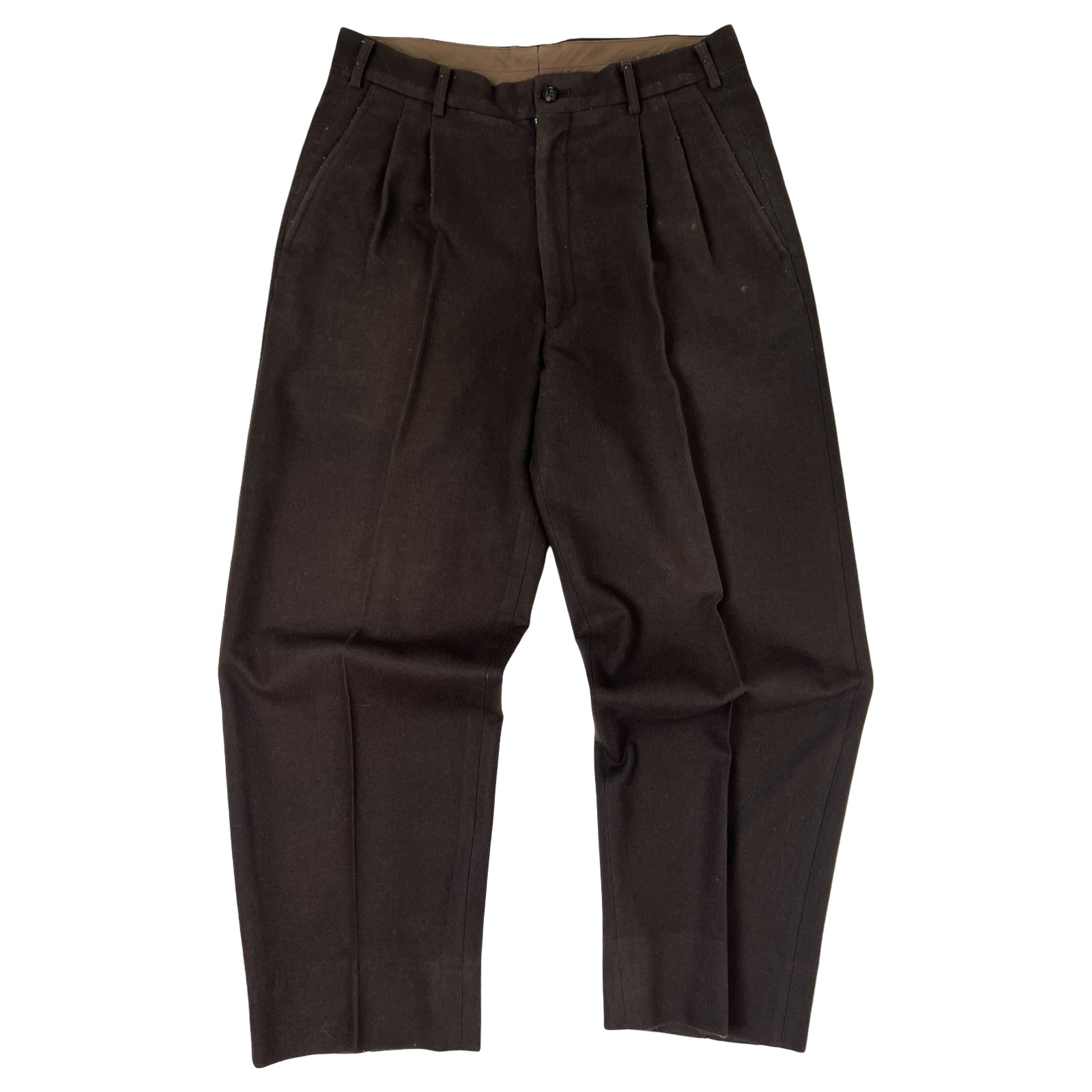 Comme Des Garçon Homme Pleated Wool Trousers Brown