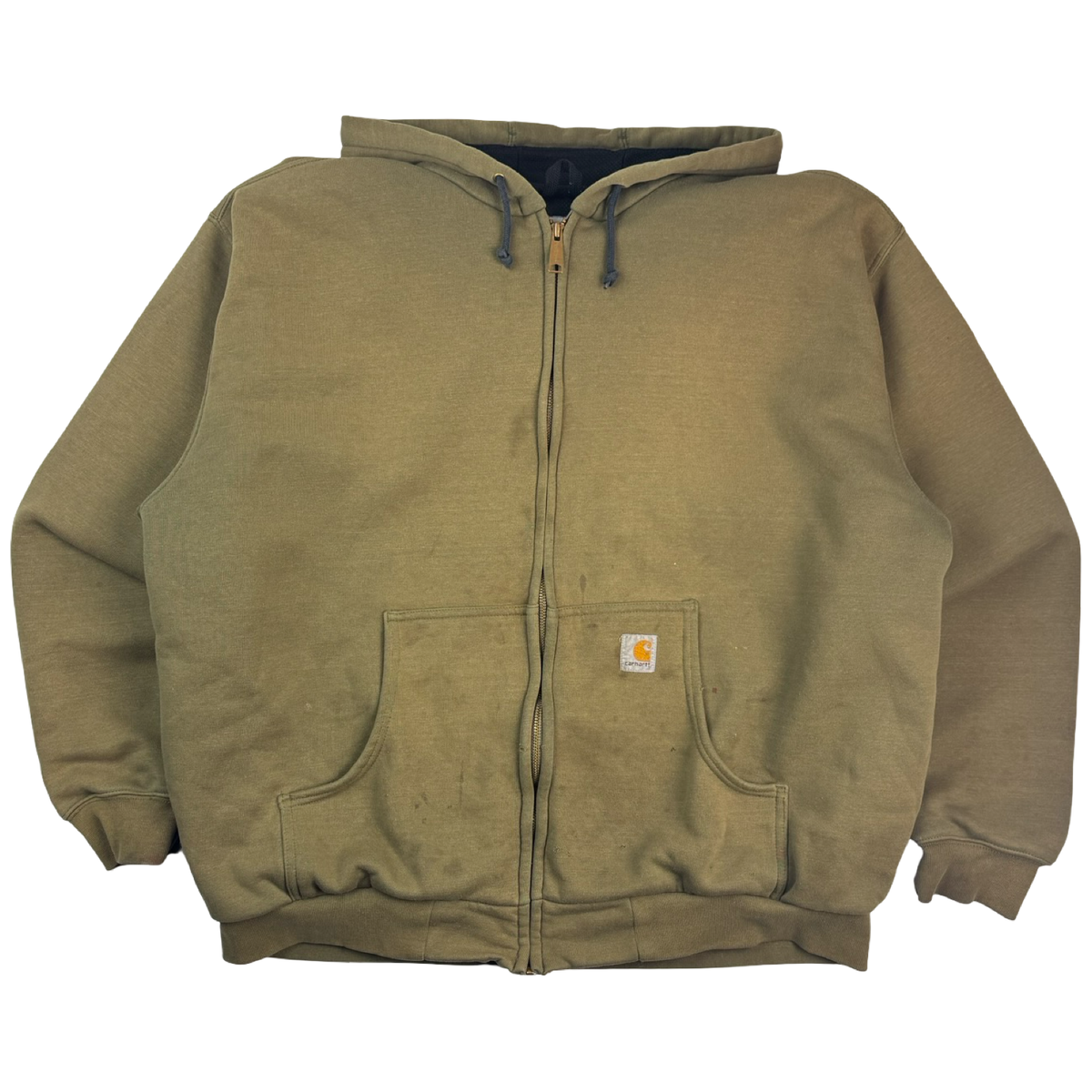 Vintage Carhartt Thermal Lined Zip Up Hoodie Olive Green