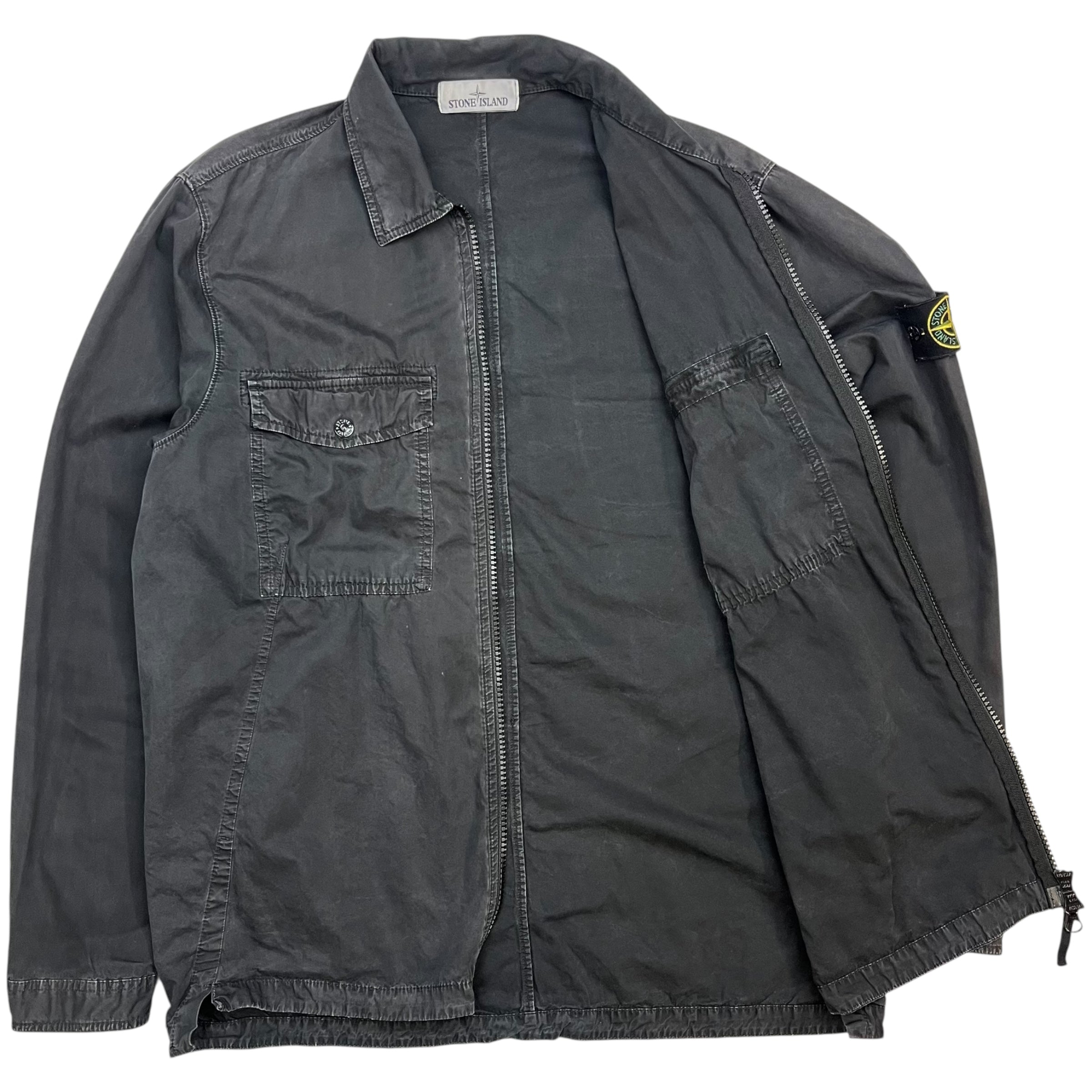 Stone Island Zip Up Overshirt Black