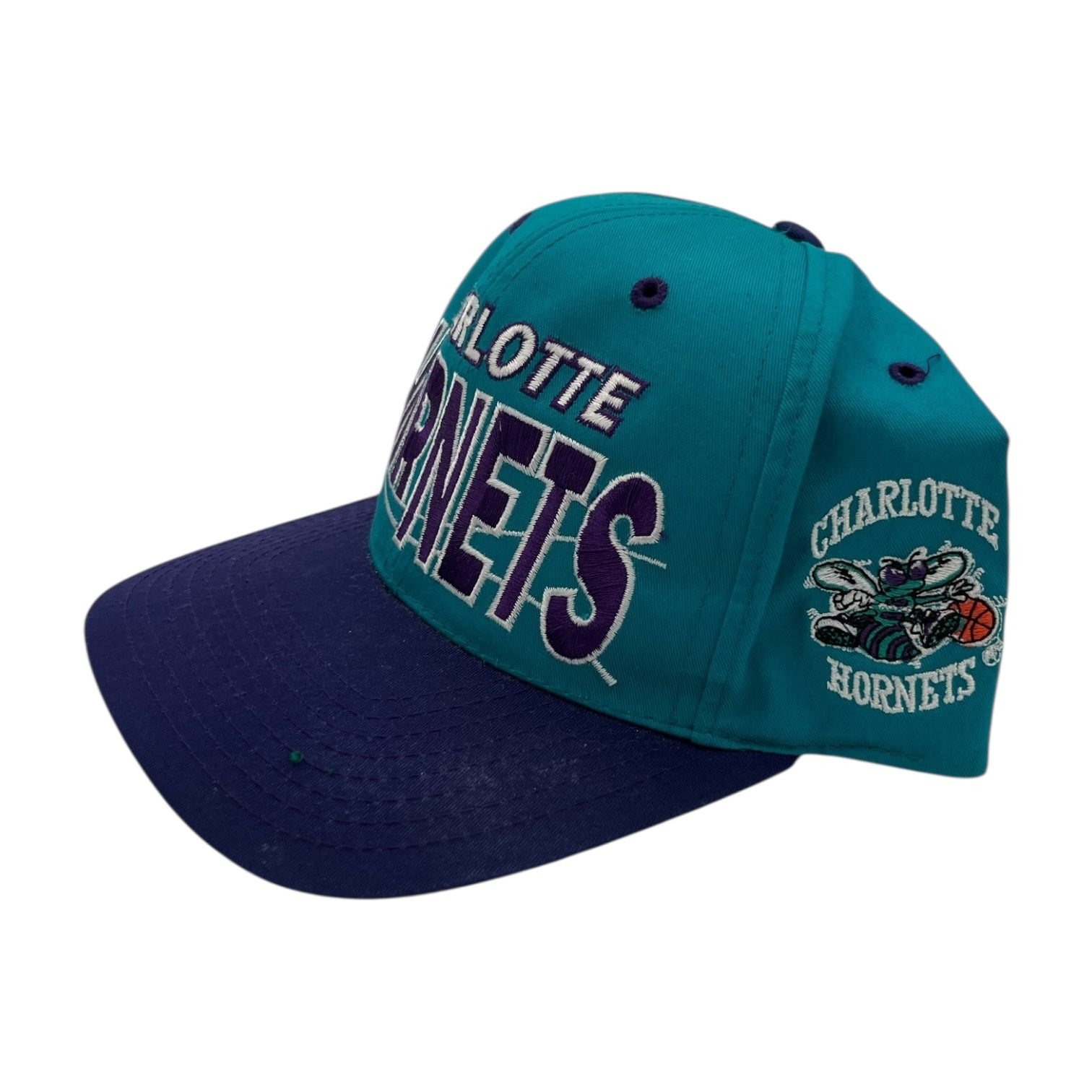 Vintage Charlottes Hornets Snapback Hat Teal/Purple