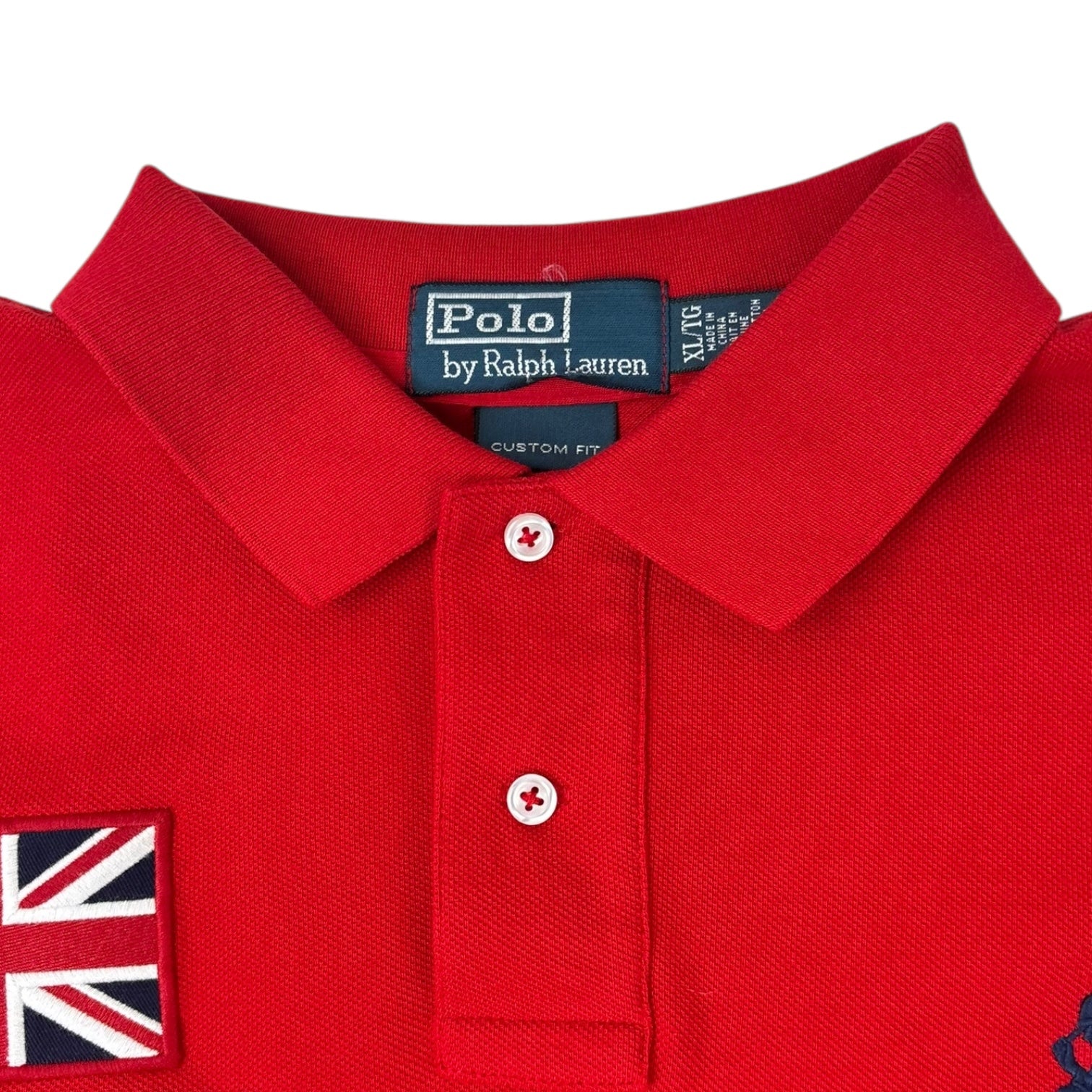 Vintage Polo Ralph Lauren Great Britain “3” Long Sleeve Polo Shirt Red