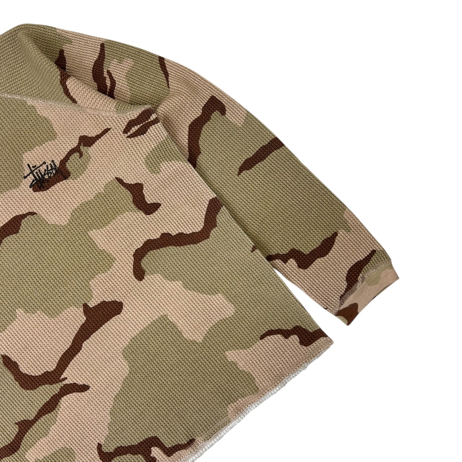 Stussy Raglan Thermal Long Sleeve Shirt Sand Camo