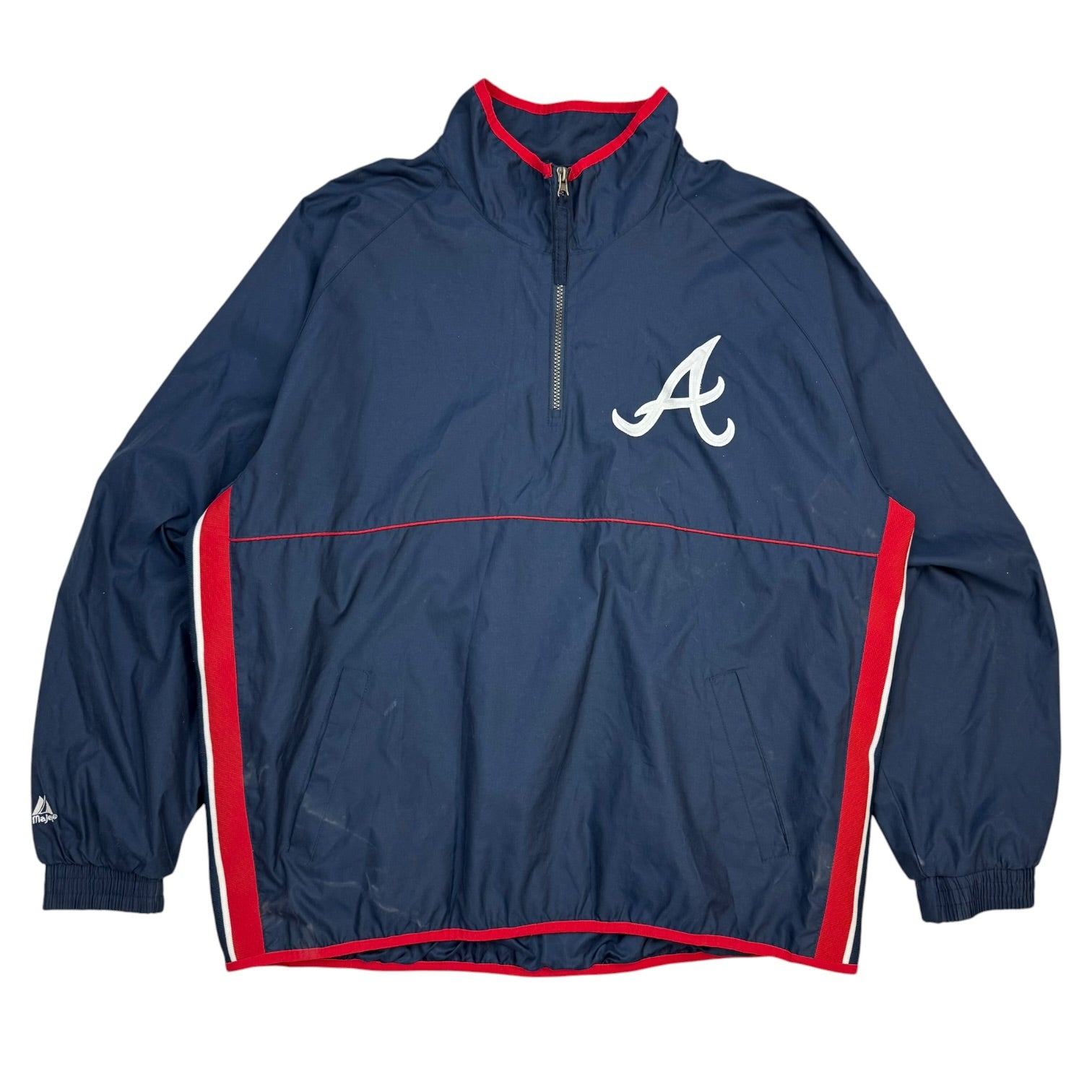 Vintage Majestic Atlanta Braves Quarter Zip Windbreaker Blue/Red