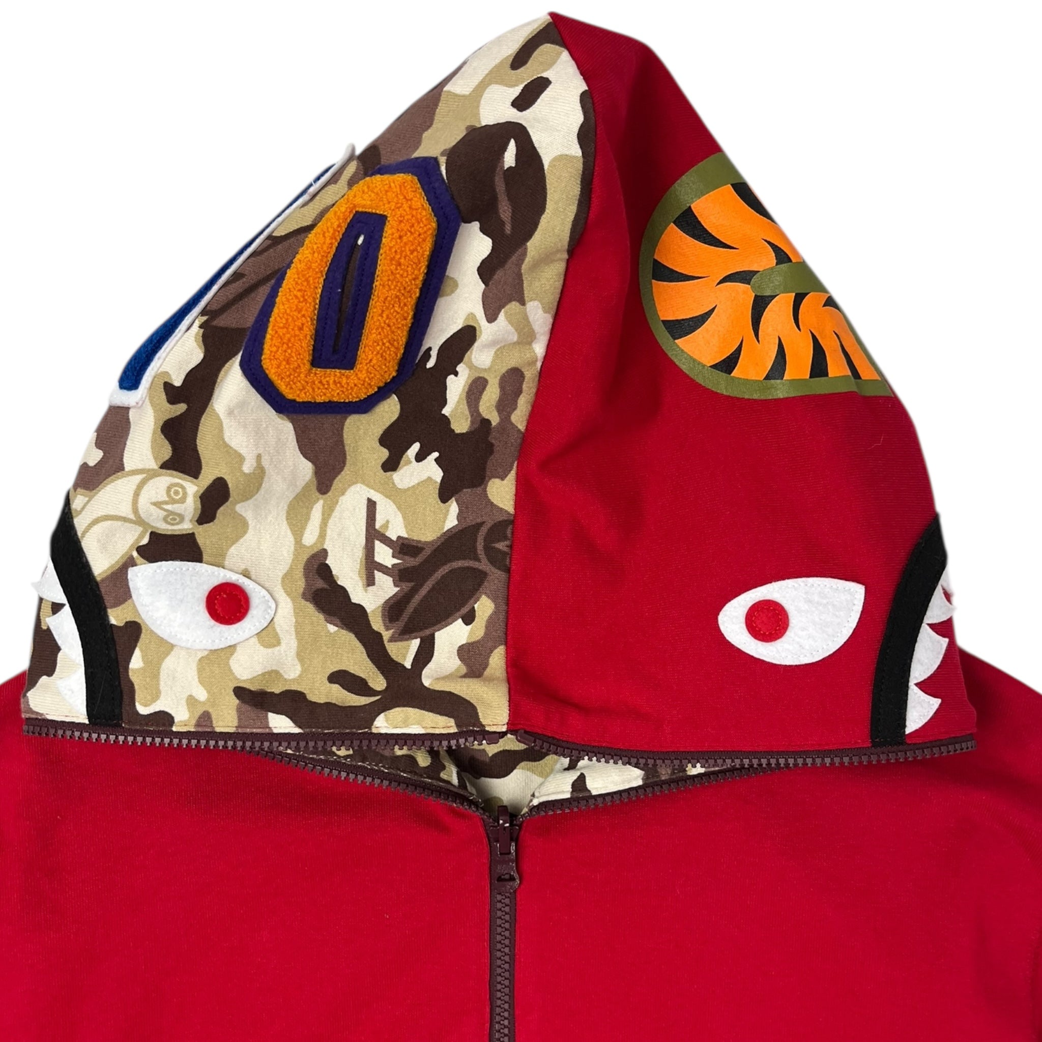 A Bathing Ape X OVO Woodland Camo Shark Reversible Full Zip Hoodie
