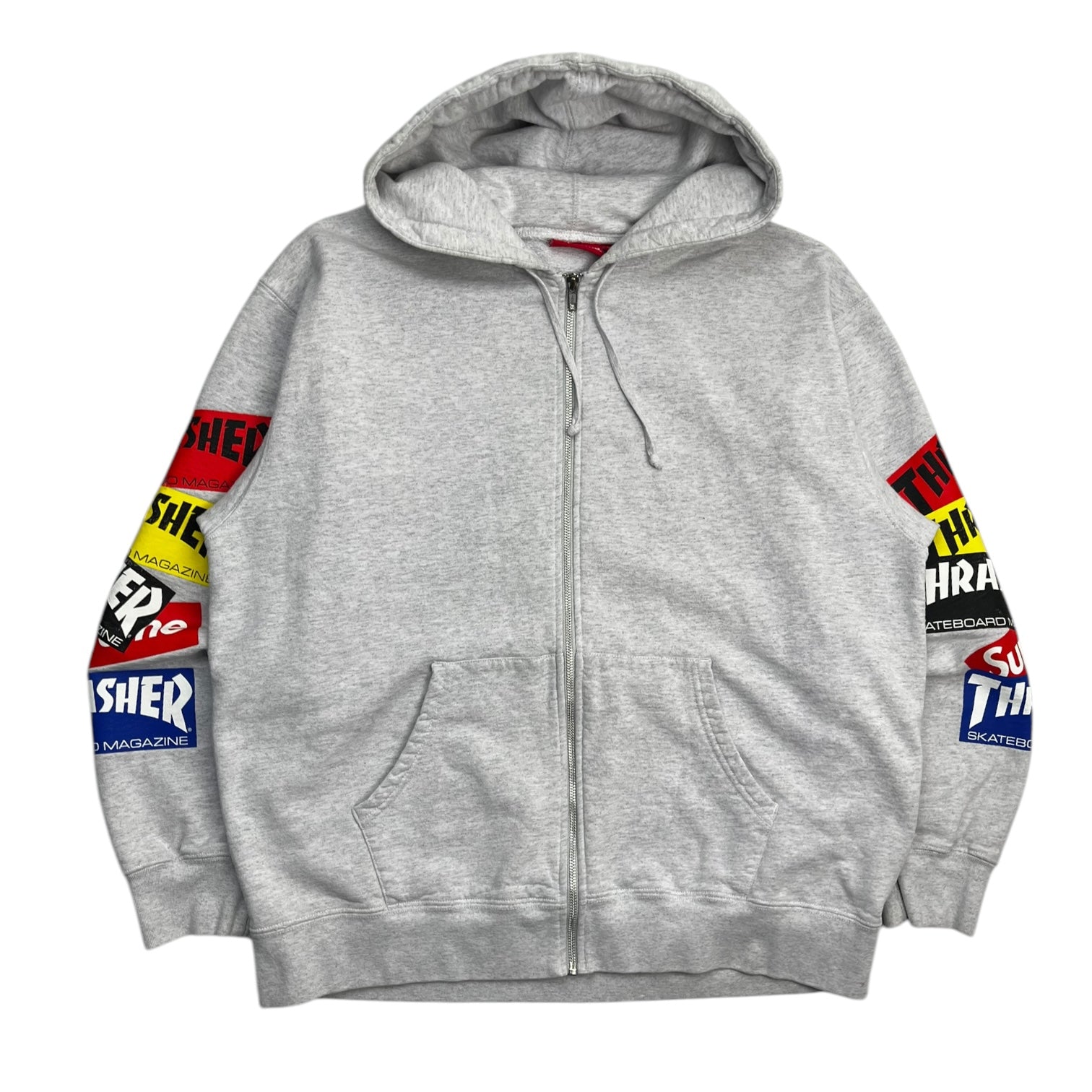 Supreme Thrasher Multi Logo Zip Up Hooded Sweatshirt Ash Grey