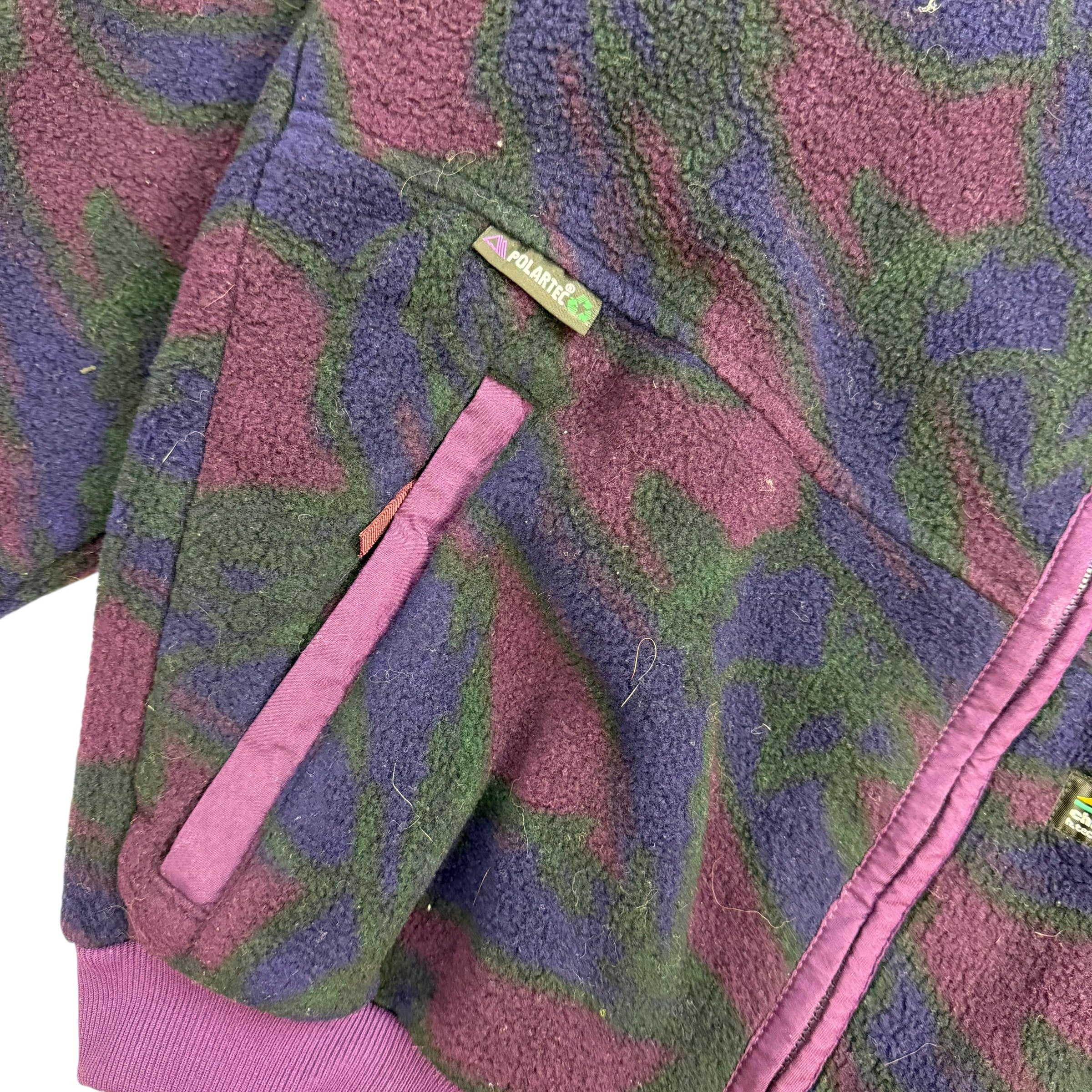 Vintage Chlorophylle Polartec Fleece Button Up Jacket Green/Purple