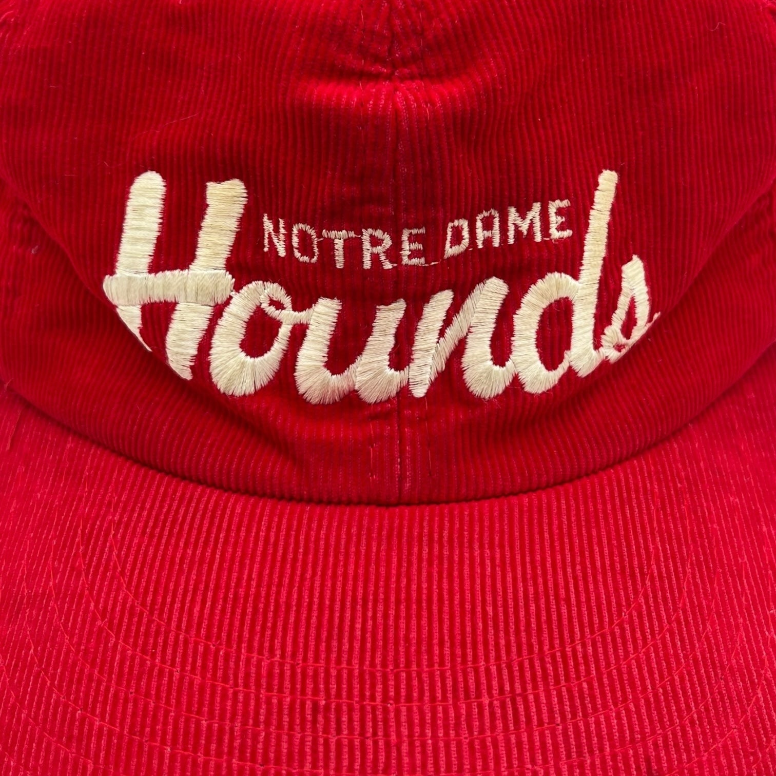 Vintage Notre Dame Hounds Corduroy Snapback Red