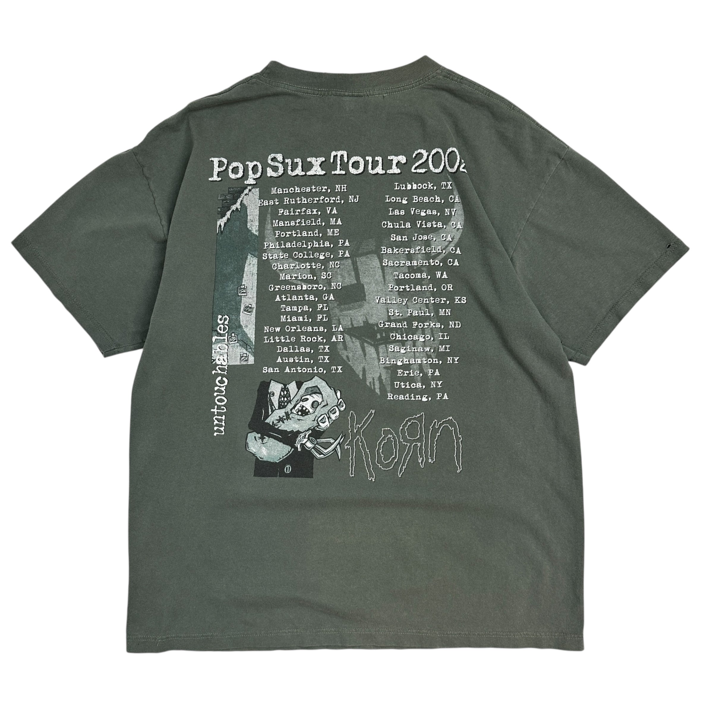 2002 Korn Untouchables Pop Sux Tour Tee Green