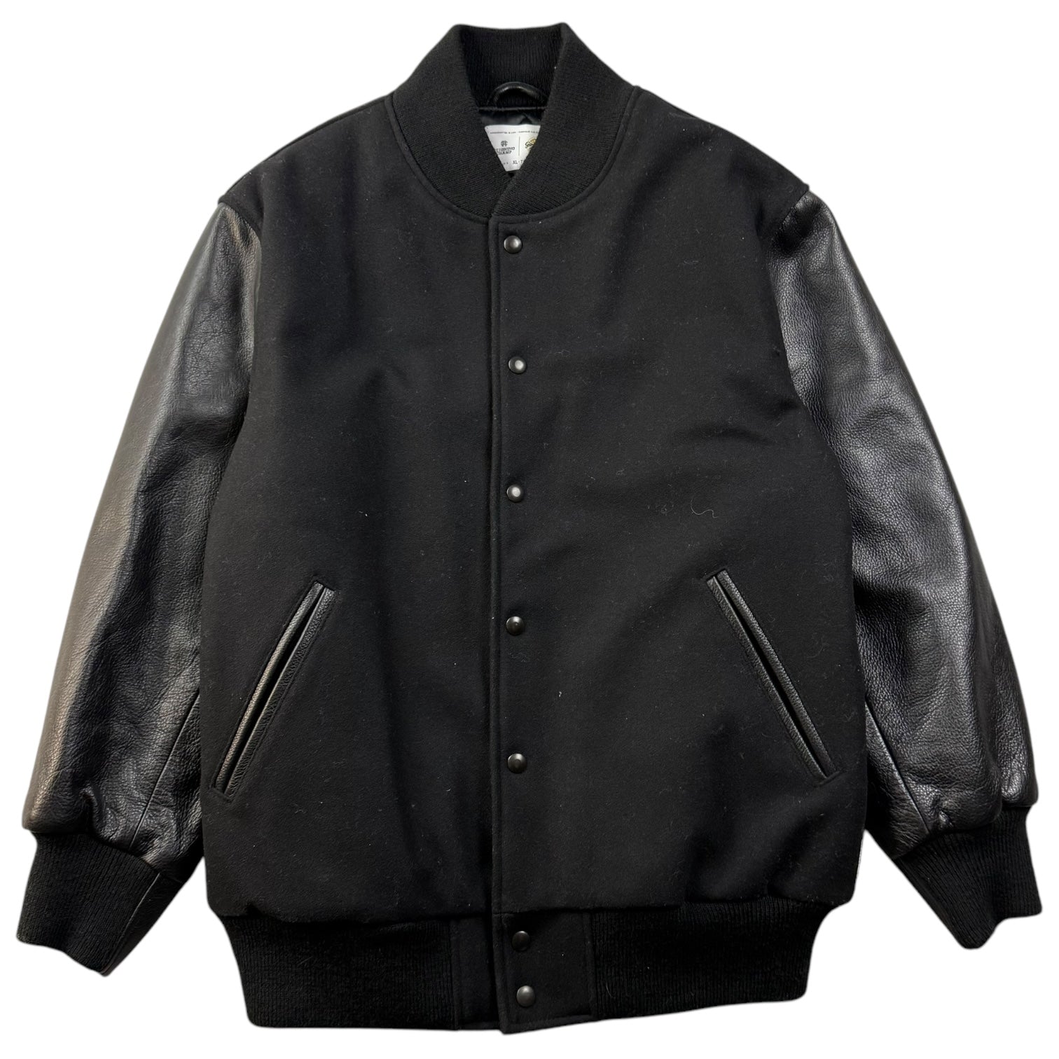 Reigning Champs x Golden Bear Leather Varsity Jacket Black