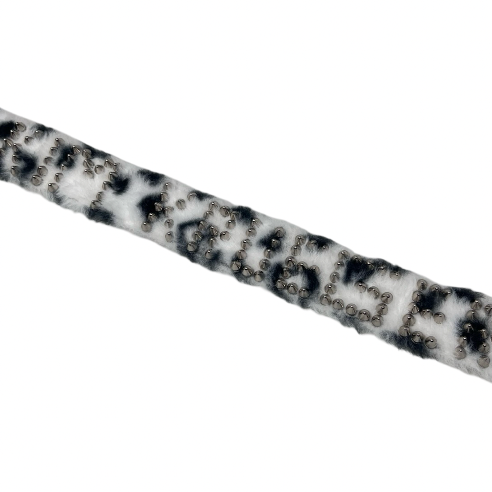 Kim Krueger Studded Fur Belt Leopard Wht/Blk
