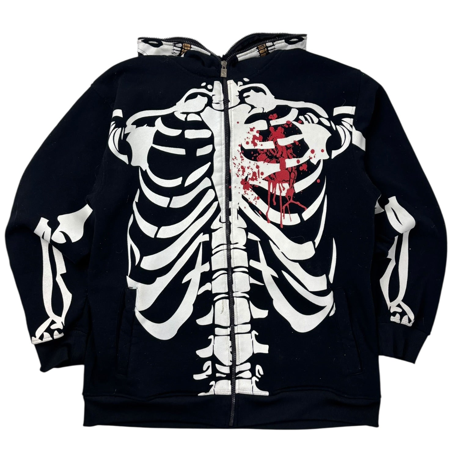 Vintage Y2K Mecca Skeleton Full-Zip Hoodie Black