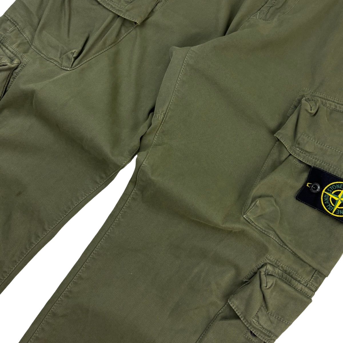 Stone Island Stretch Cotton Twill Cargo Trousers Military Green