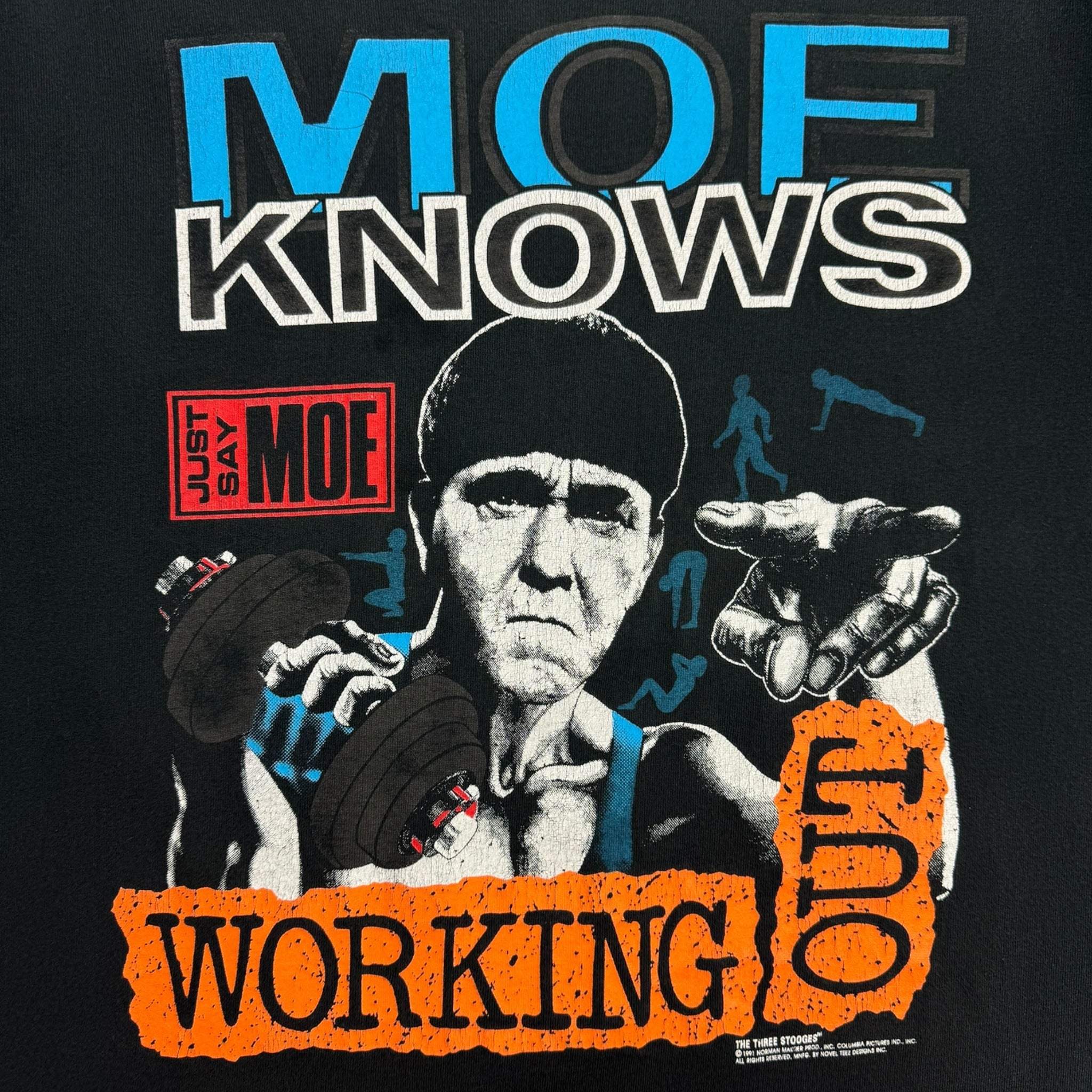 1991 The Three Stooges Moe Knows Working Out T-Shirt