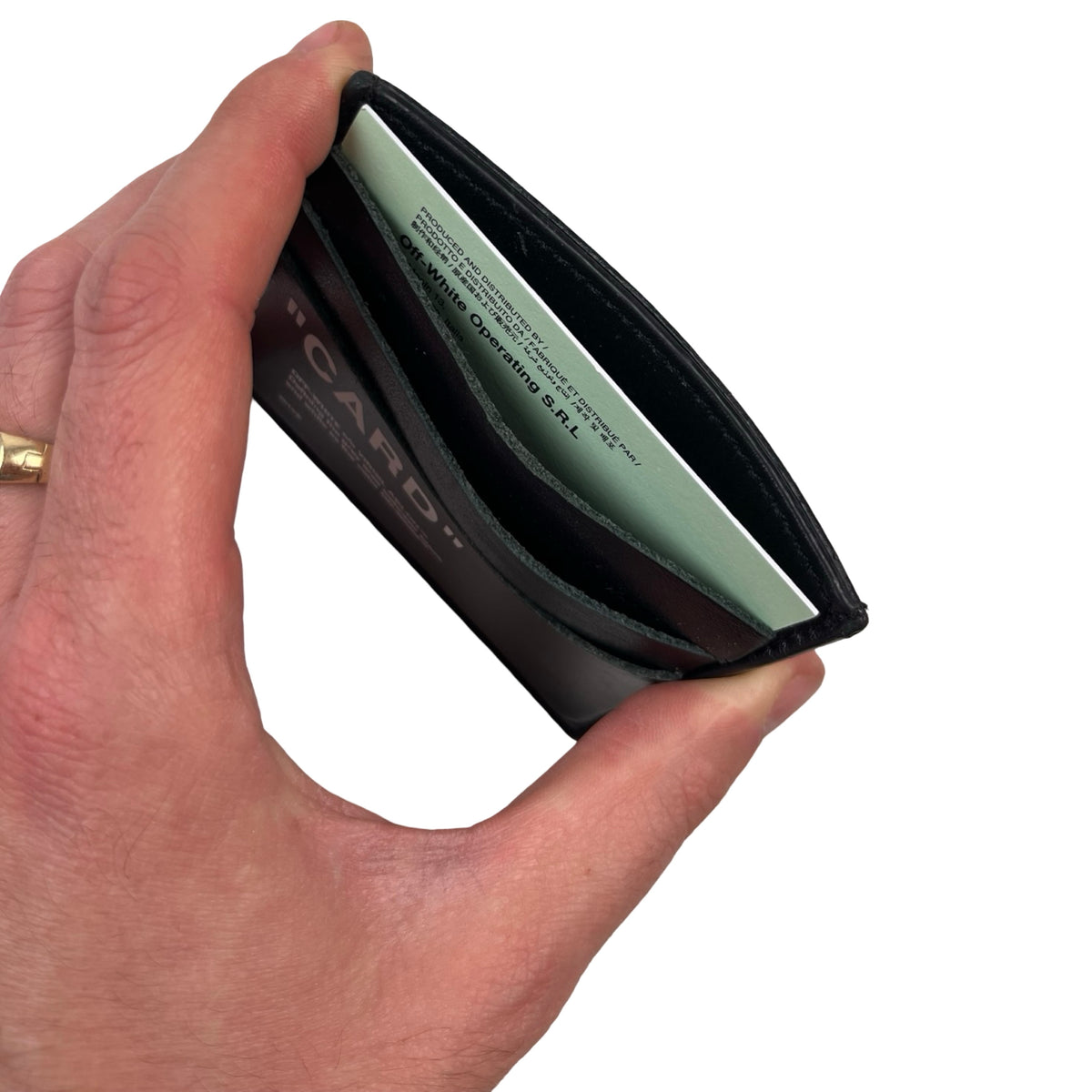 Off White Quote Card Holder "Card" Black/White