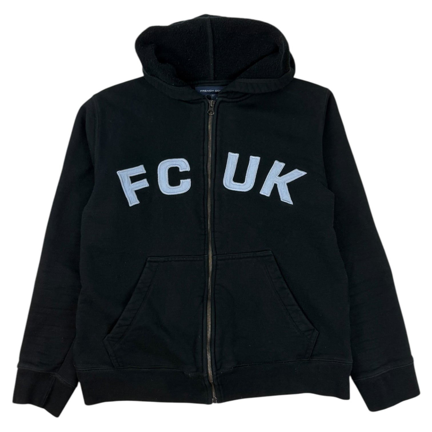 Vintage Y2K French Connection FCUK Zip Up Hoodie Black