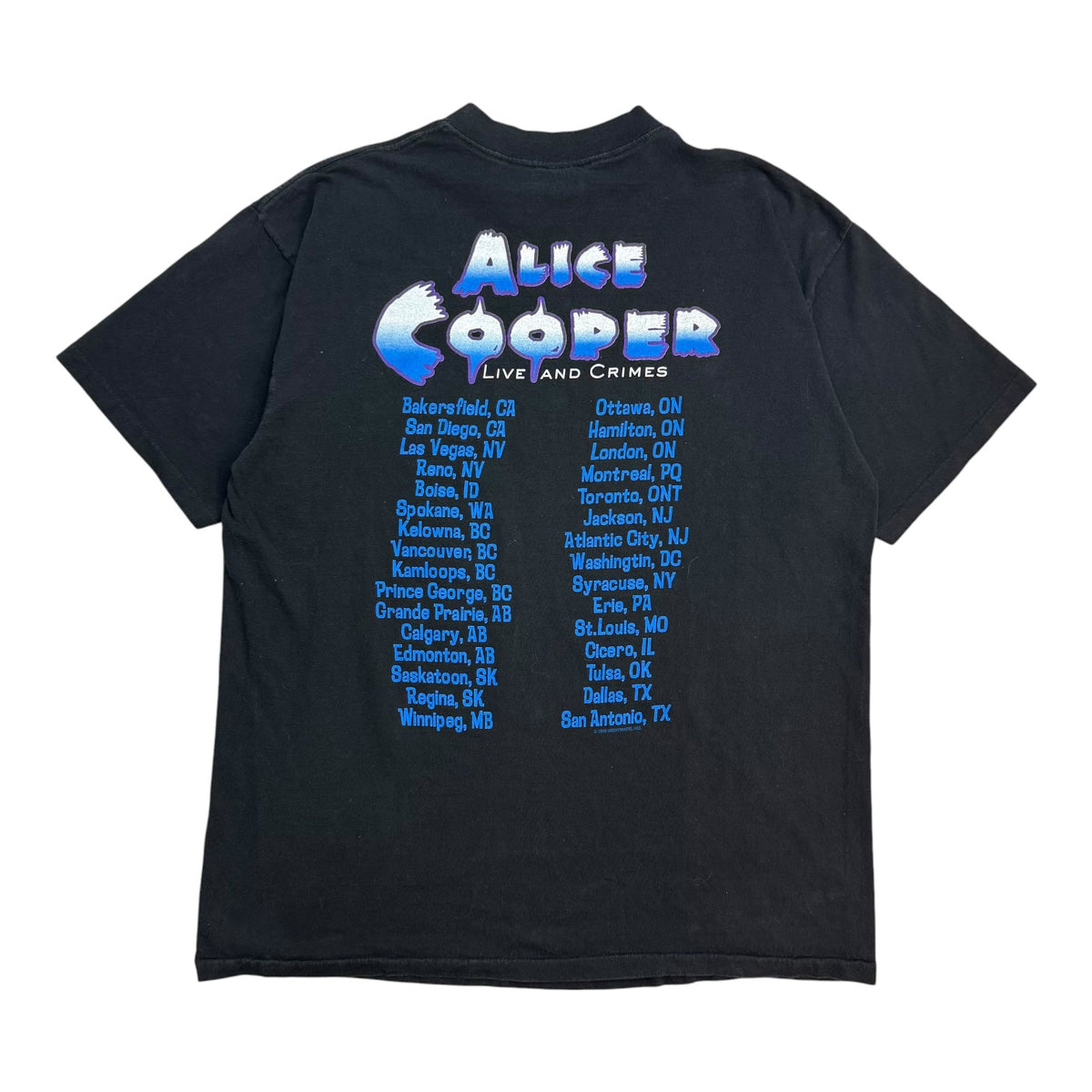 1999 Alive Cooper Life And Crimes Tour Tee Black