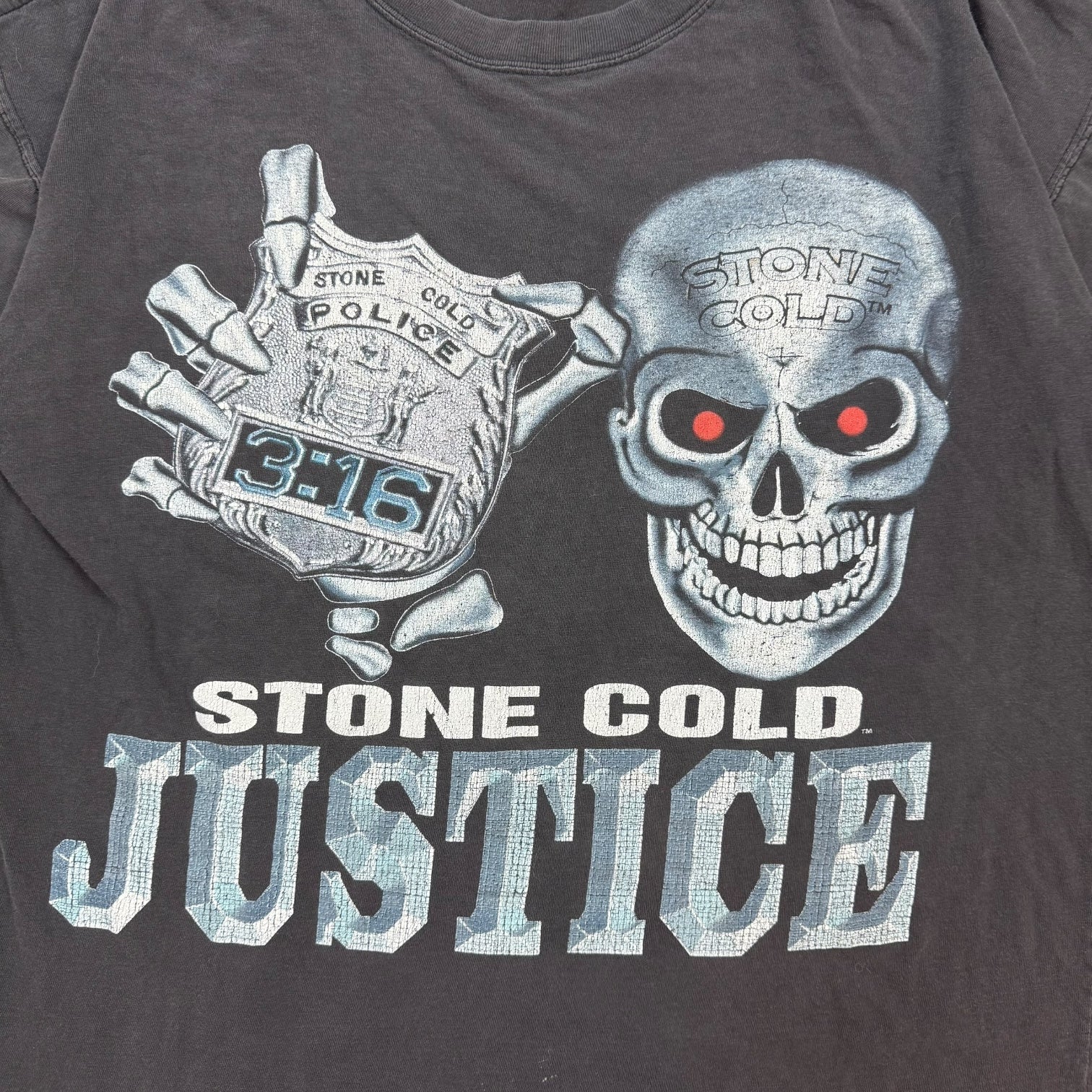 1998 WWF Stone Cold Justice Tee Faded Black