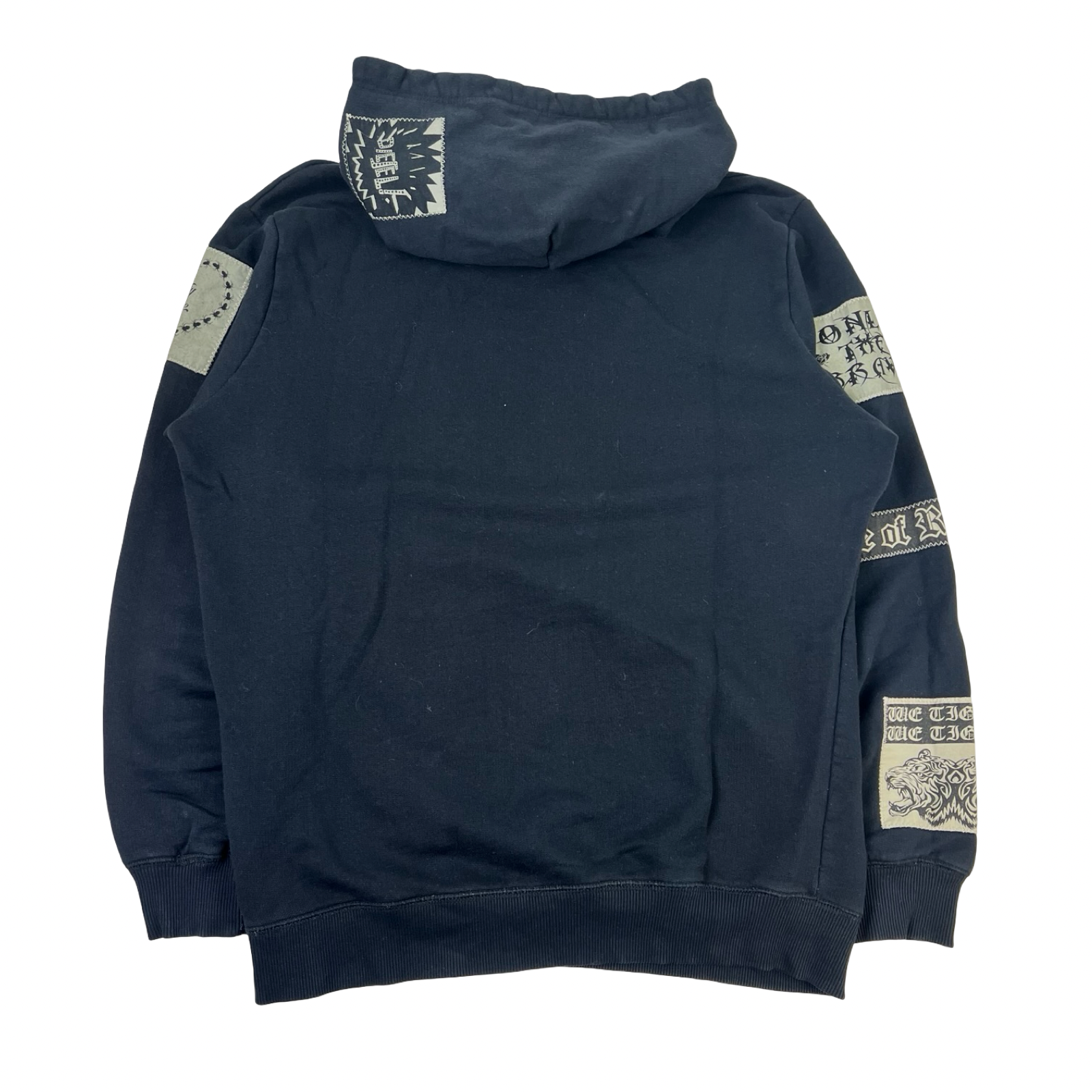 Vintage Diesel Punk Patchwork Hoodie Black