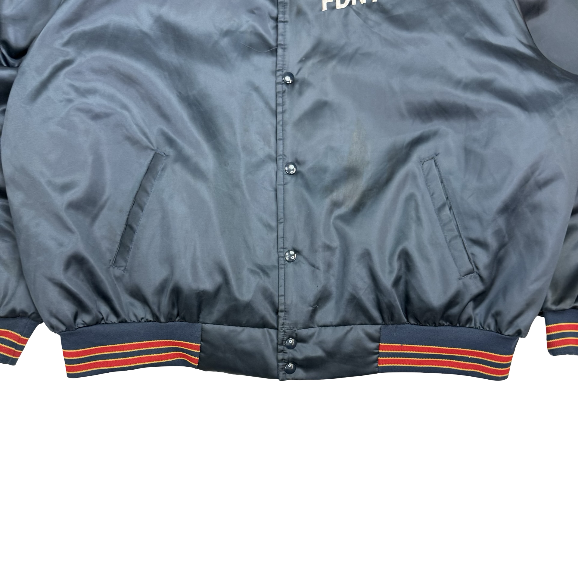 Vintage FDNY Satin Bomber Jacket Navy Blue