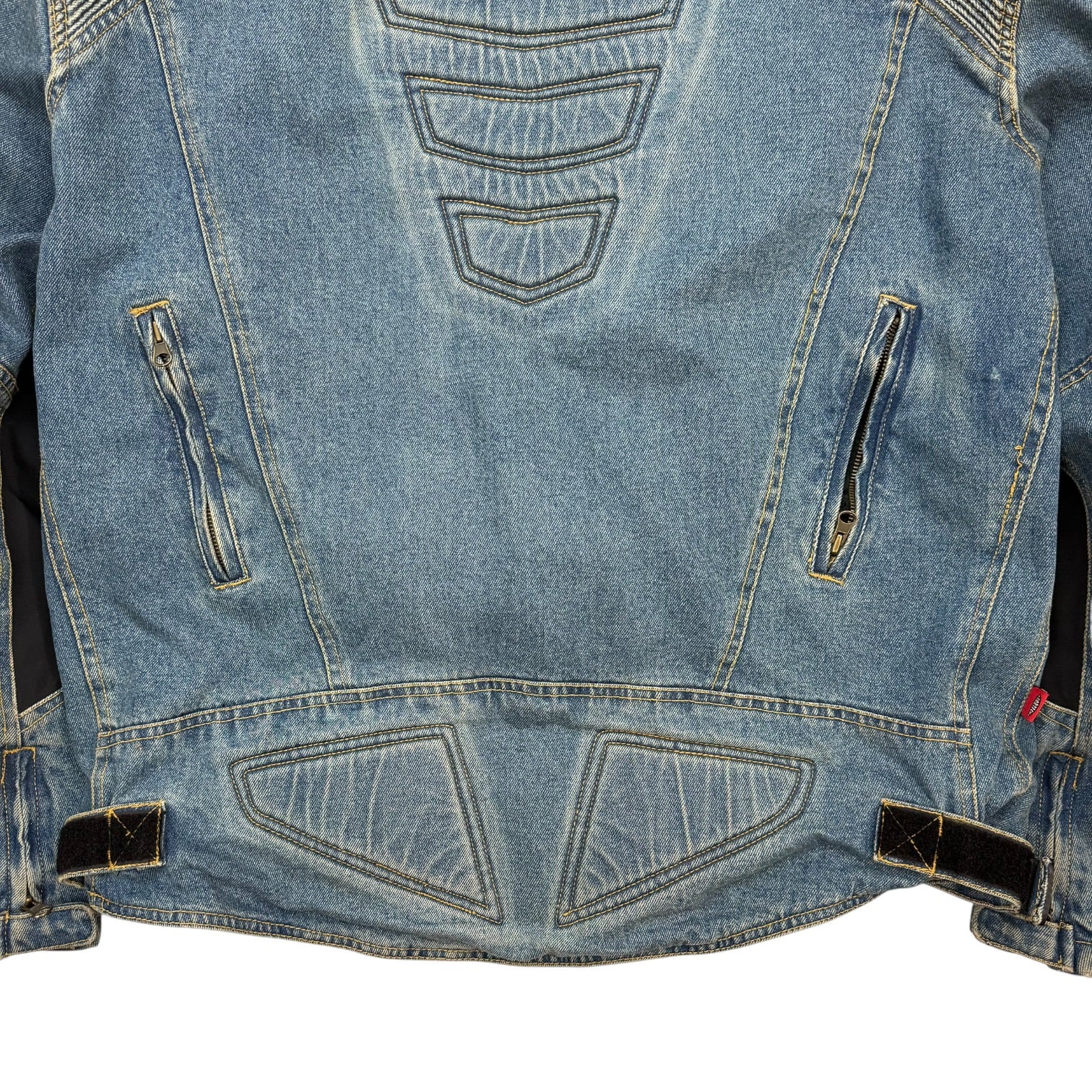 Vintage Cortech Rider Blues Denim Motorcycle Jacket Light Wash