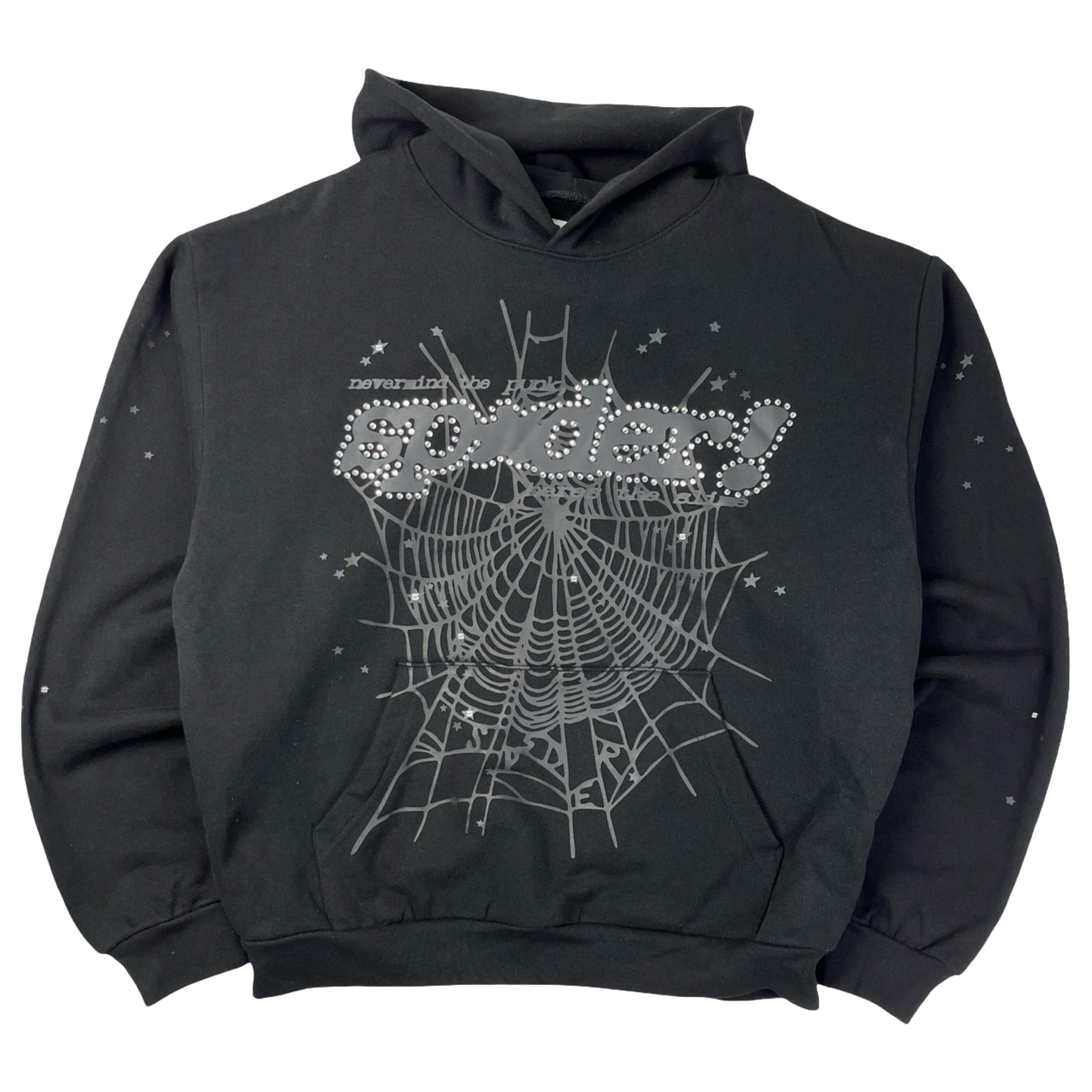 Sp5der Rhinestone Punk V2 Hoodie Black