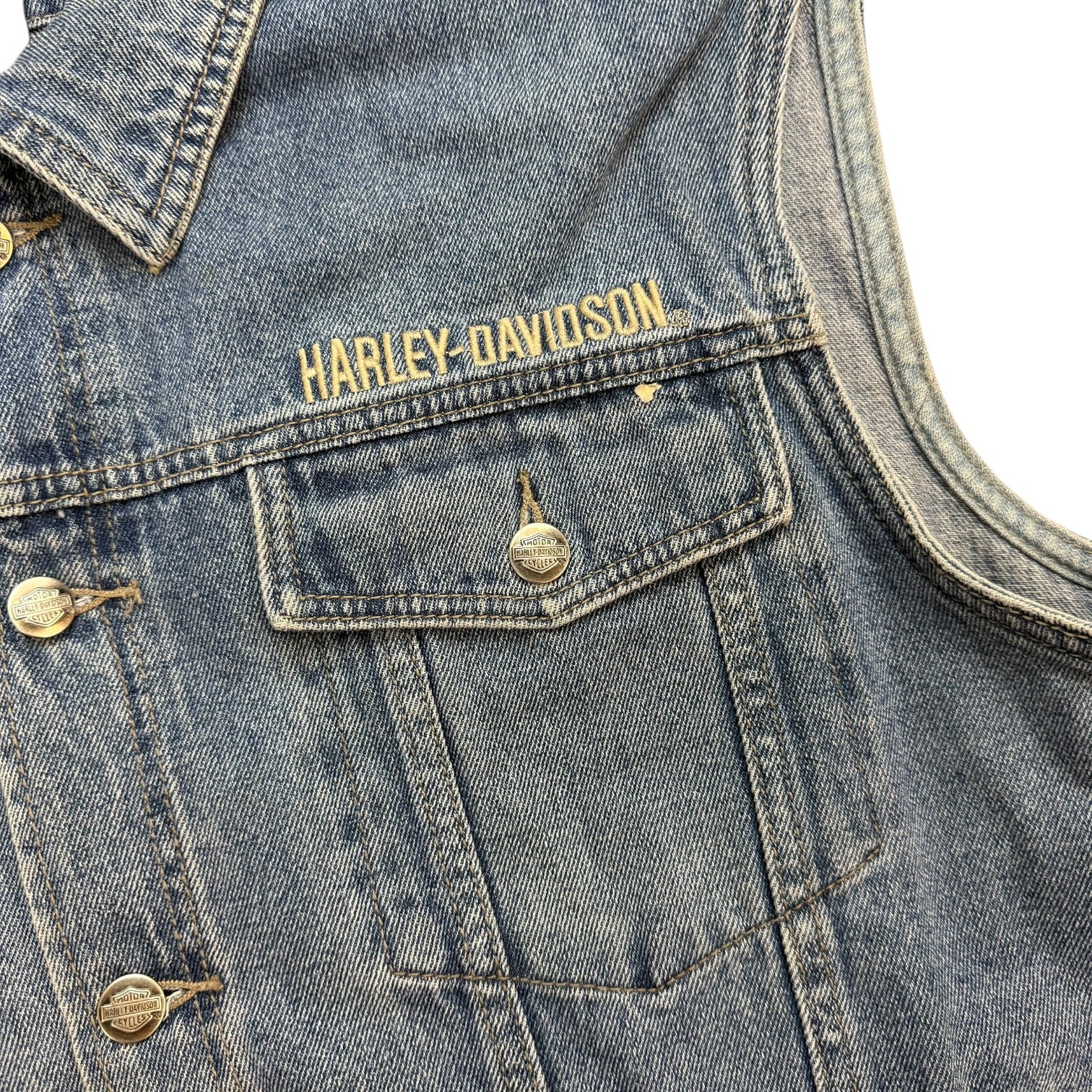 Vintage Harley Davidson Denim Biker Vest