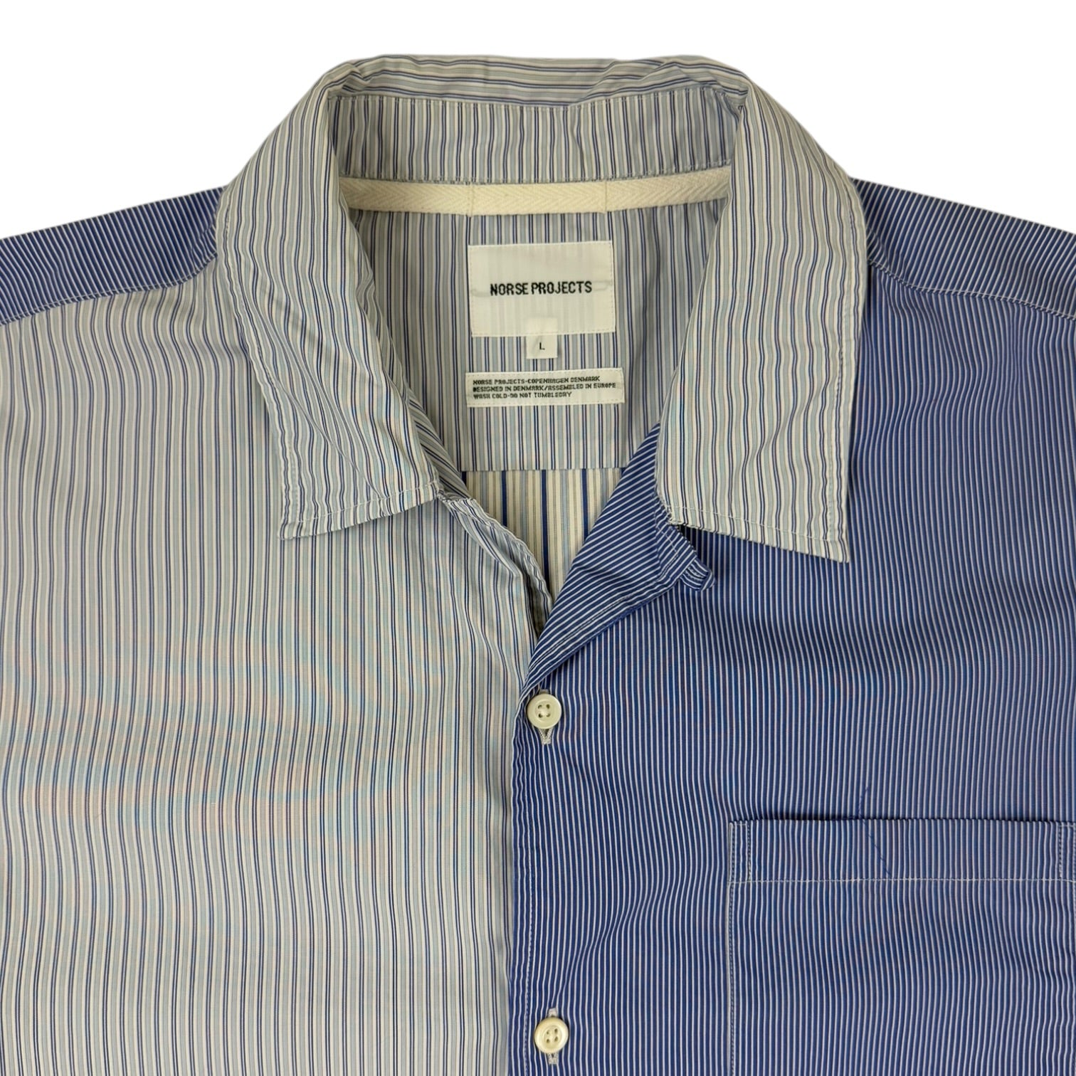 Norse Projects Carsten Poplin Button Up Shirt White/Blue