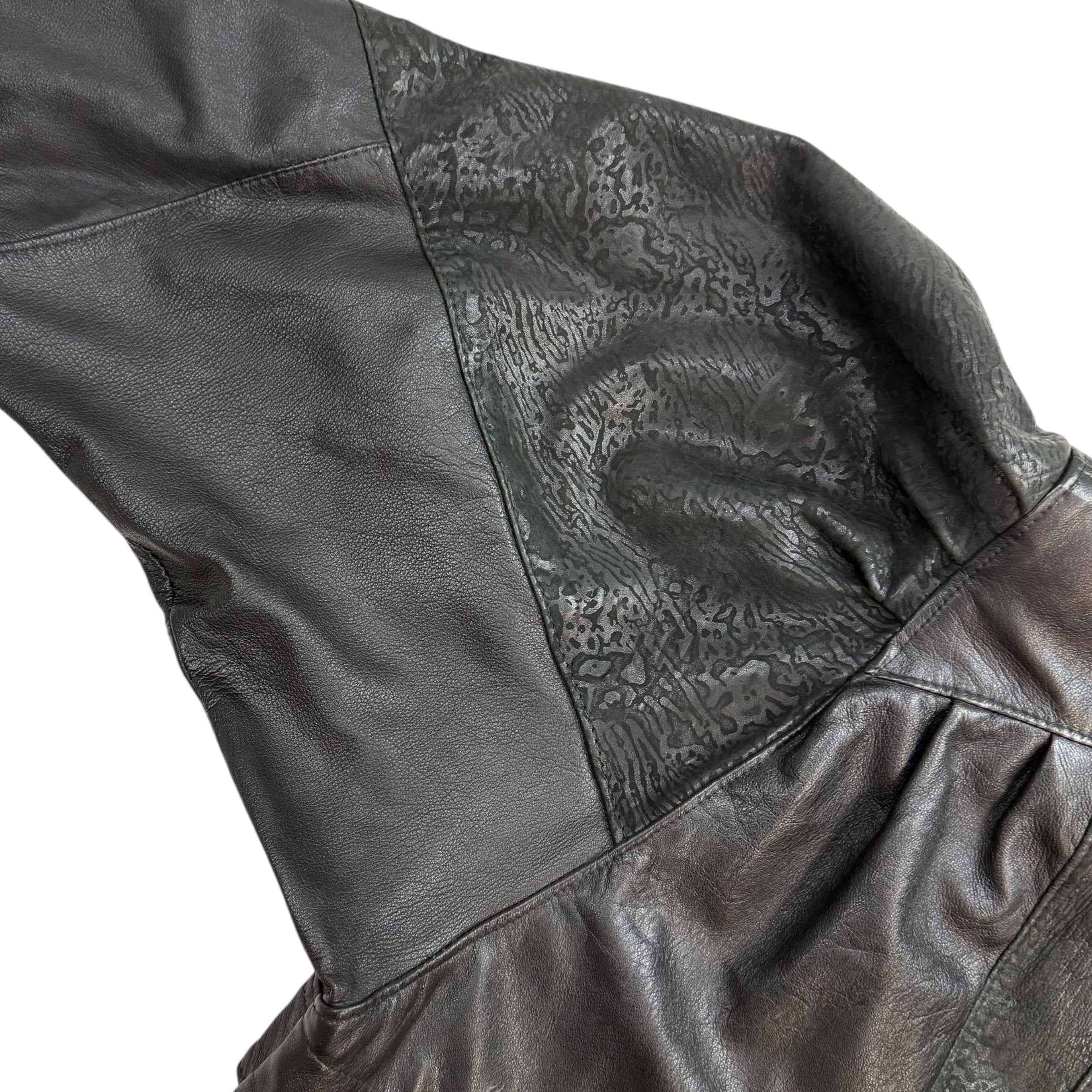 Vintage Animal Print Leather Jacket Black