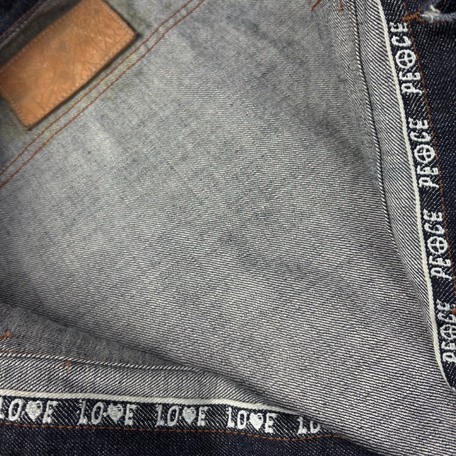 Naked & Famous Love And Peace Selvedge Denim Jacket Dark Wash