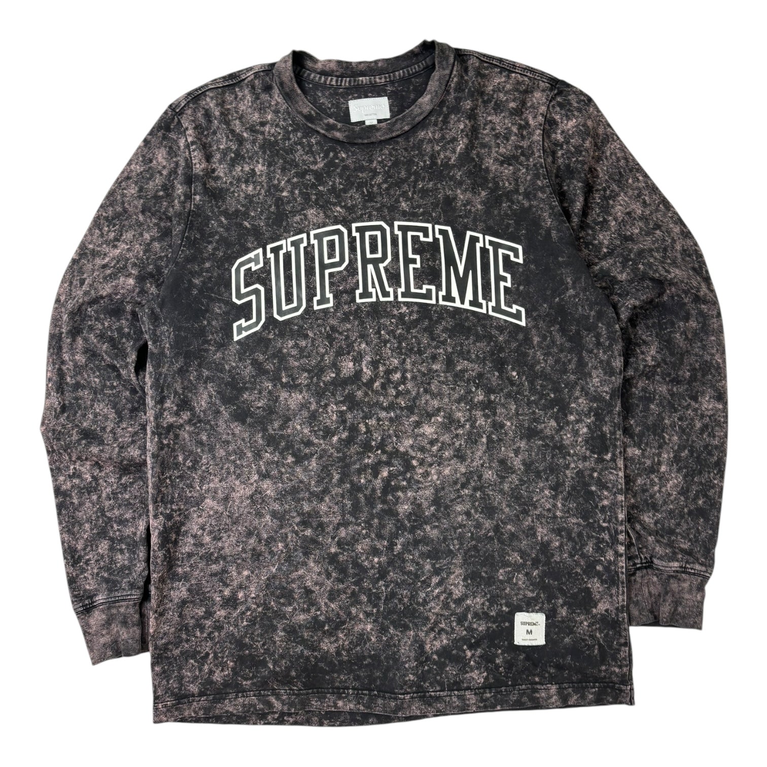 Supreme SS17 Acid Wash Arc Logo Long Sleeve T-Shirt Black