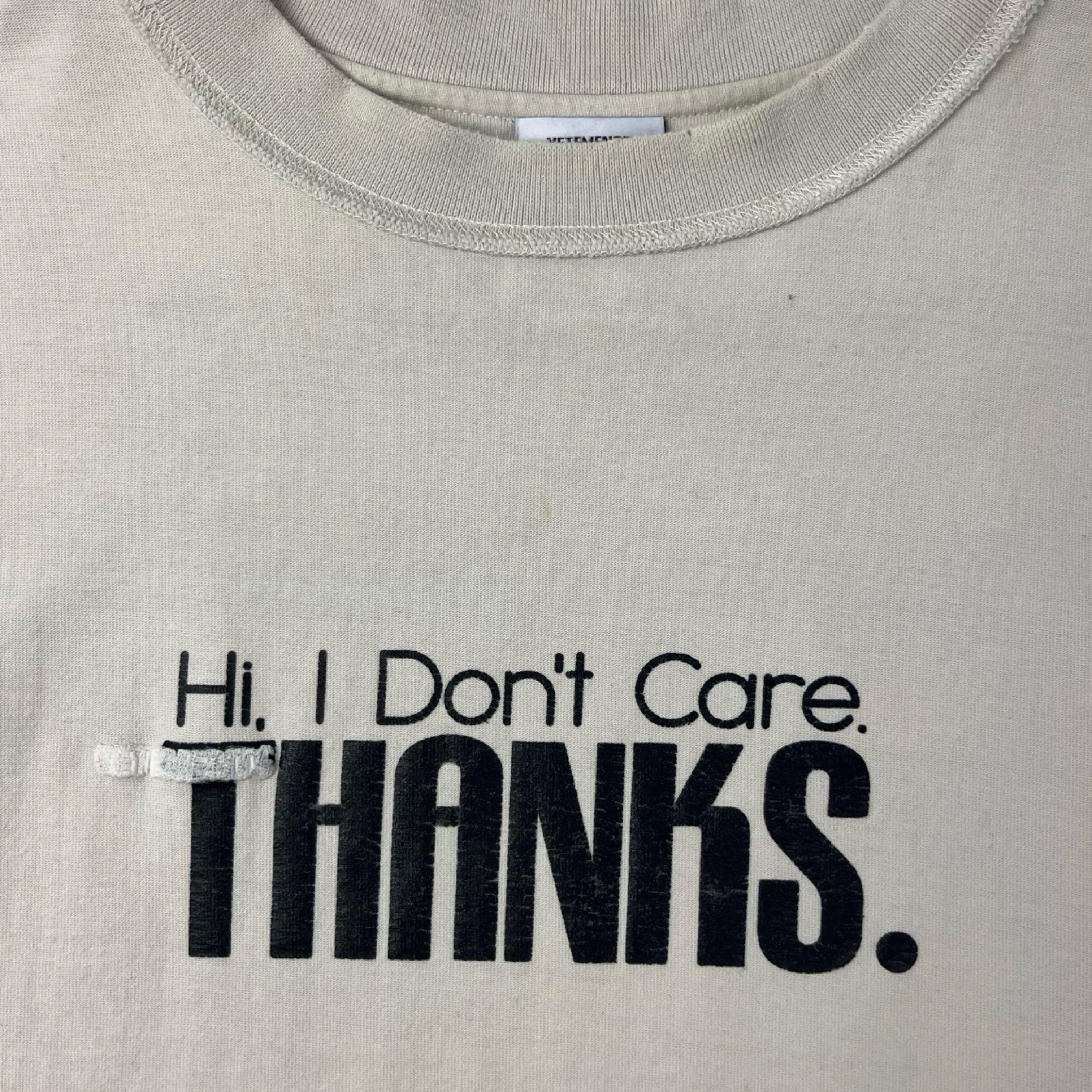 Vetements FW19 “Hi I Don’t Care Thanks” Longsleeve Shirt