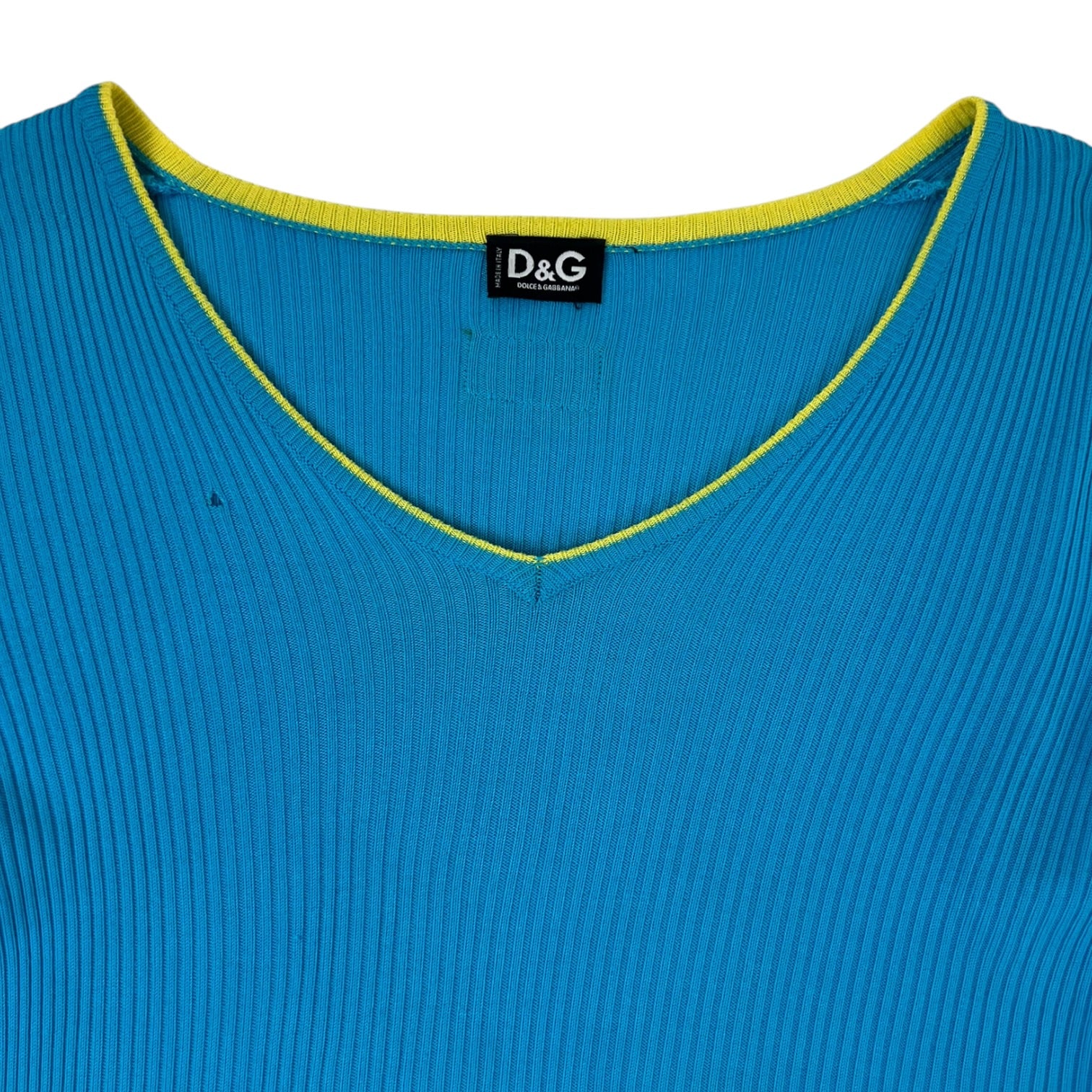 (W) Dolce & Gabbana V-Neck Ribbed Sweater Blue