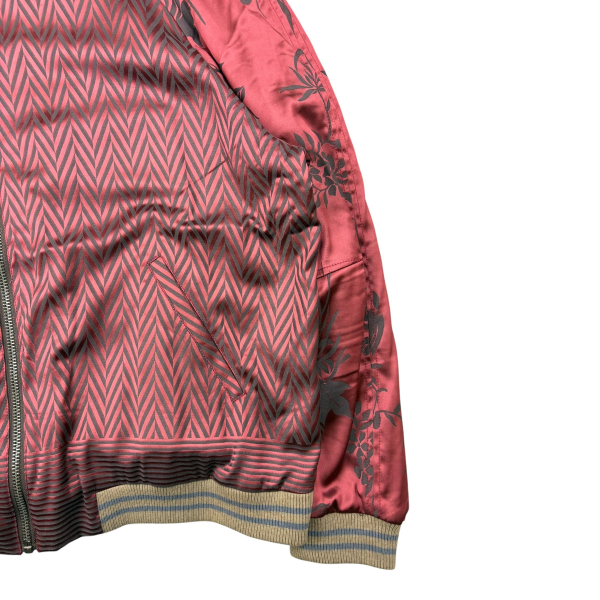 Heider Ackermann SS15 Silk Floral Bomber Jacket Burgundy