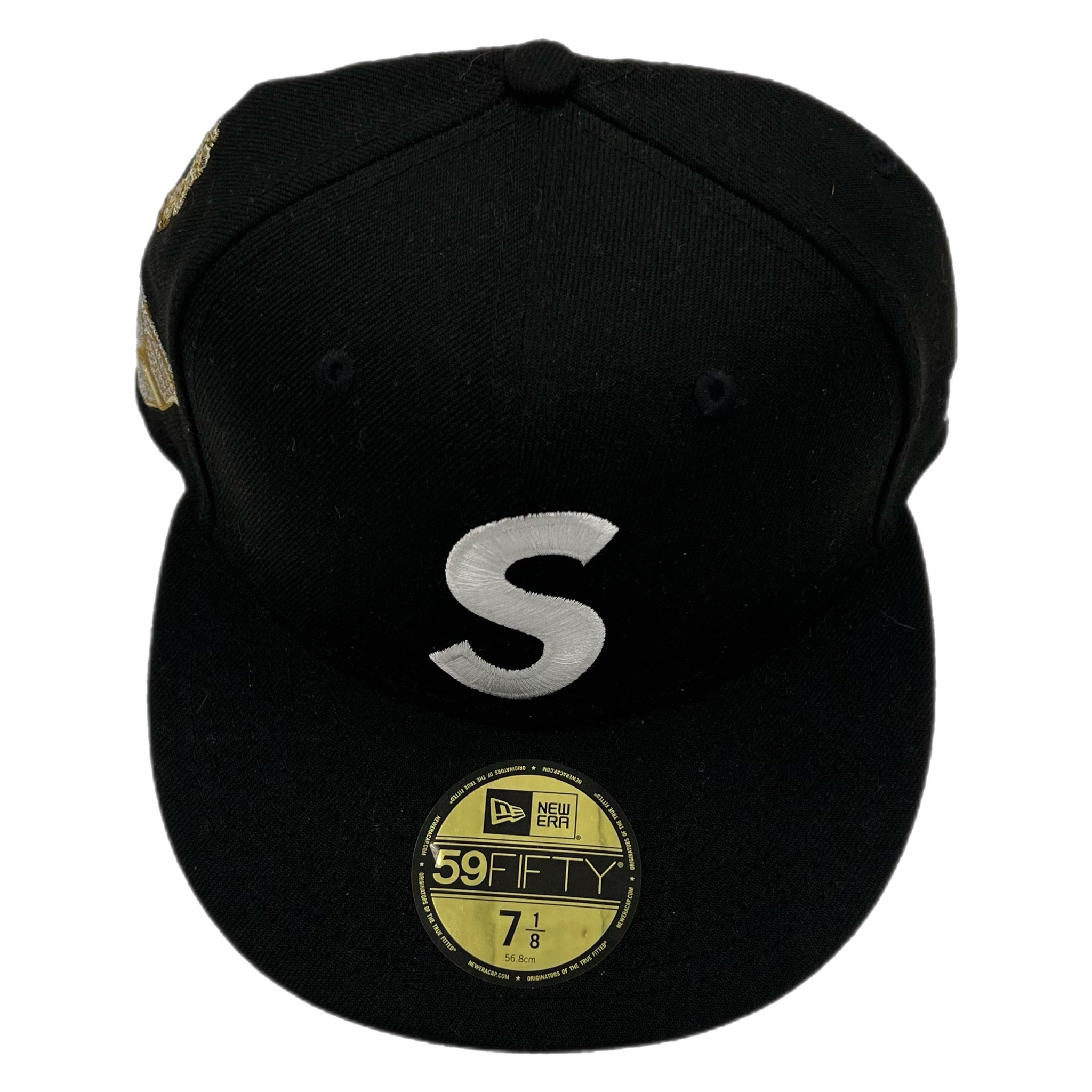 Supreme S Logo Jesus Piece FW23 New Era Fitted Hat Black/Gold