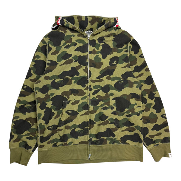 A Bathing Ape BAPE 1st Camo Full Zip Shark Hoodie Green